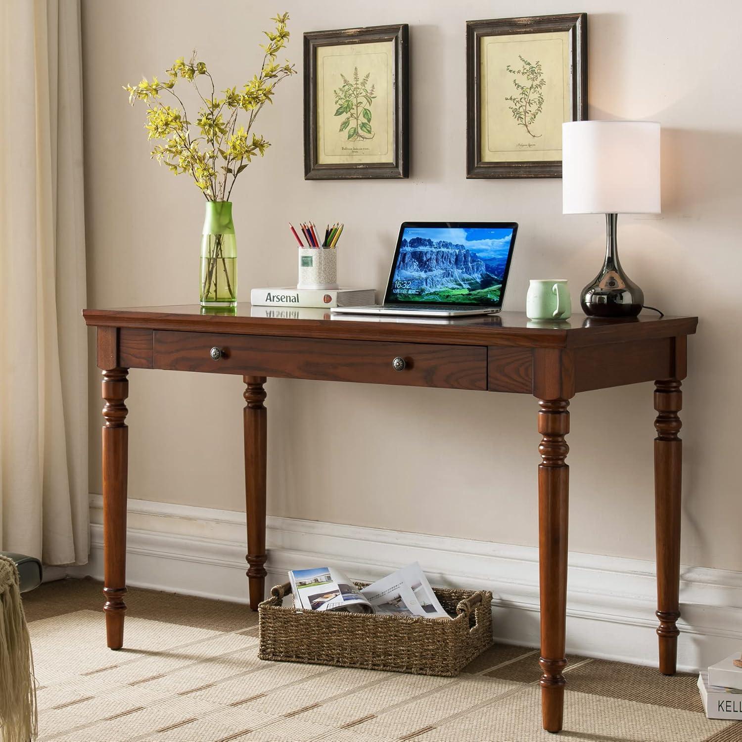 image:imageLeick Home Mission Office Desk Solid Wood with Drop Front Keyboard Drawer Mission Oak 82410Mission Oak