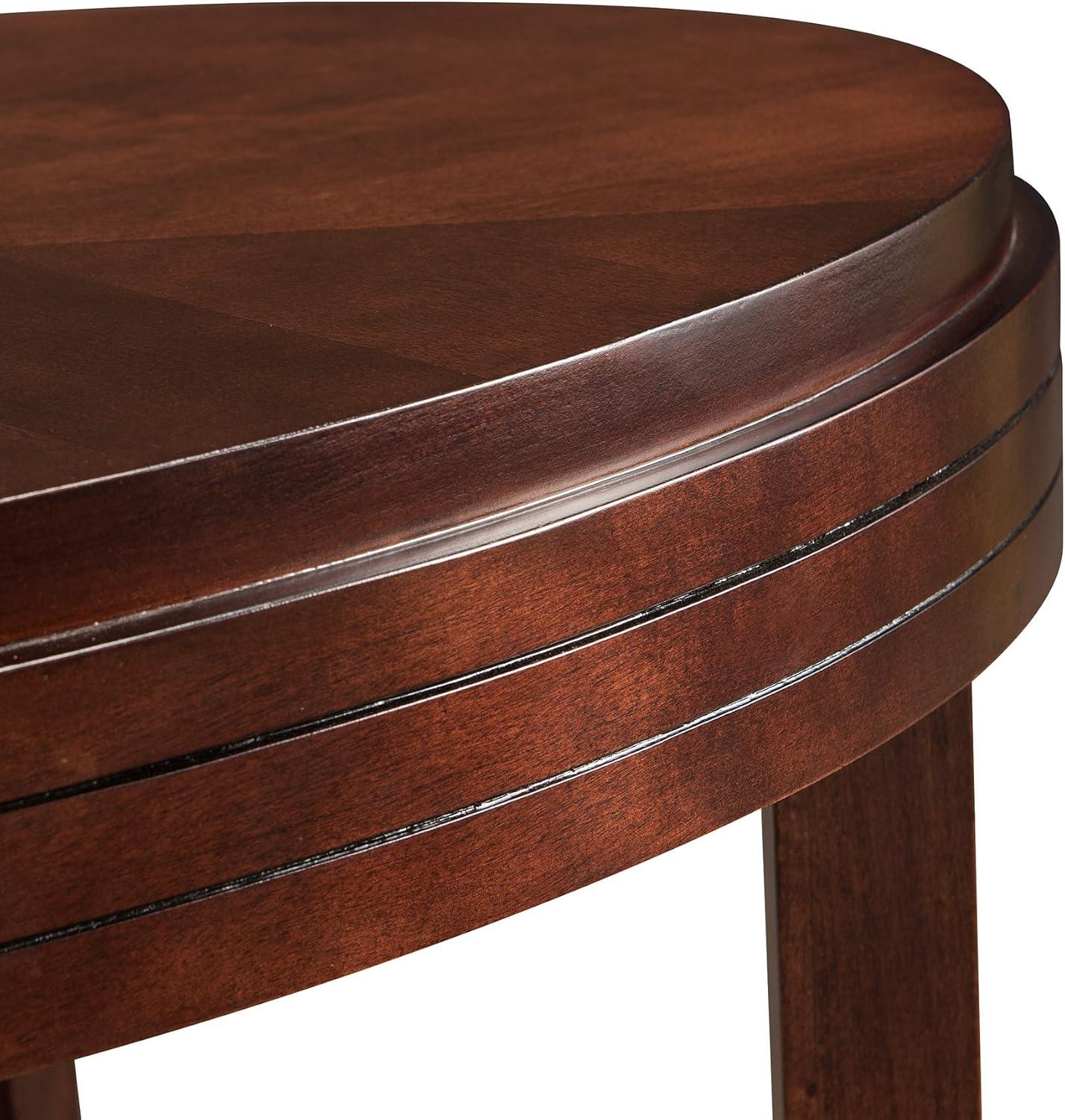 image:imageLeick Home Sheldon Coffee Table Solid Wood Round with Glass Top and Shelf Chocolate Oak 10037Chocolate Cherry