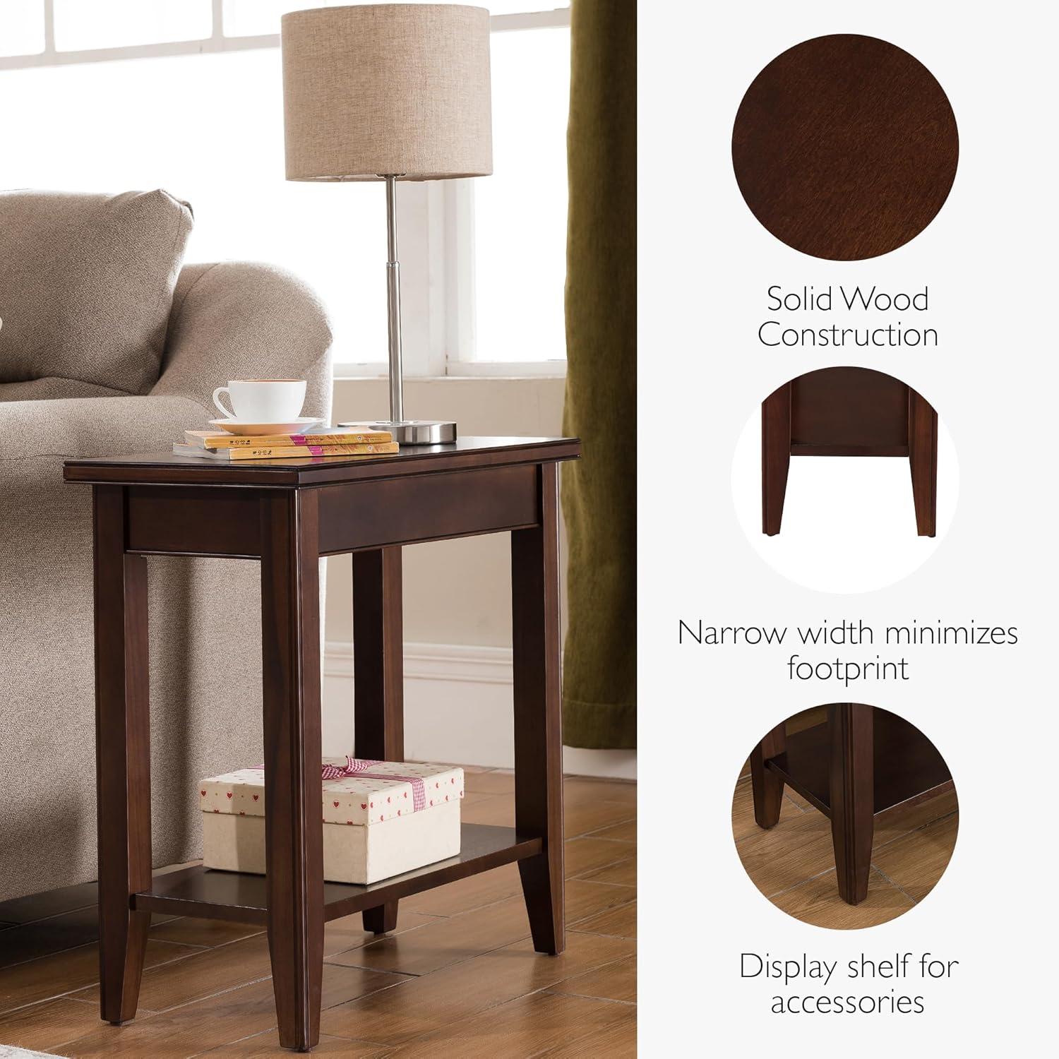 image:imageLeick Home Stratus Chairside End Table Solid Wood with Shelf for Living Rooms and Small Spaces Smoke Gray 22005GRChocolate Cherry