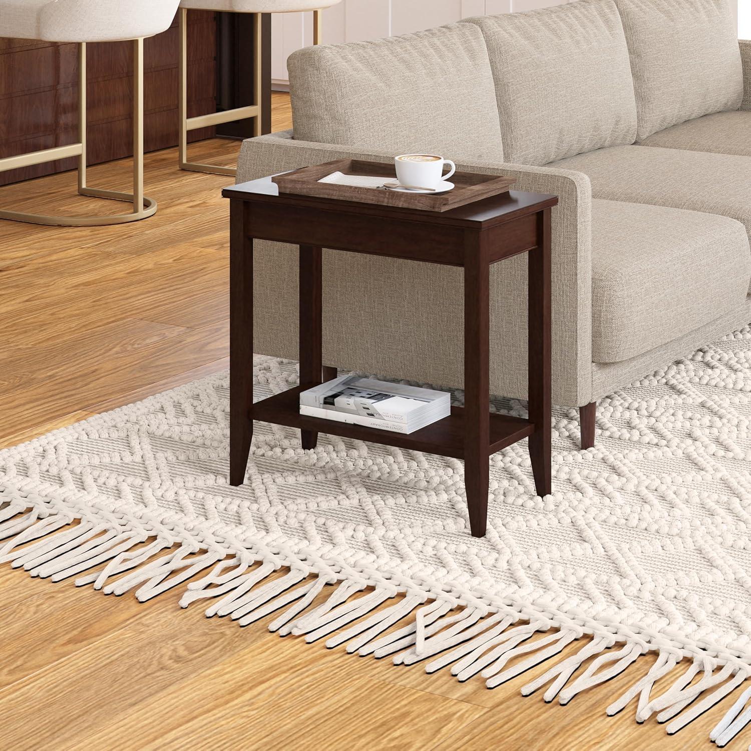 image:imageLeick Home Stratus Chairside End Table Solid Wood with Shelf for Living Rooms and Small Spaces Smoke Gray 22005GRChocolate Cherry