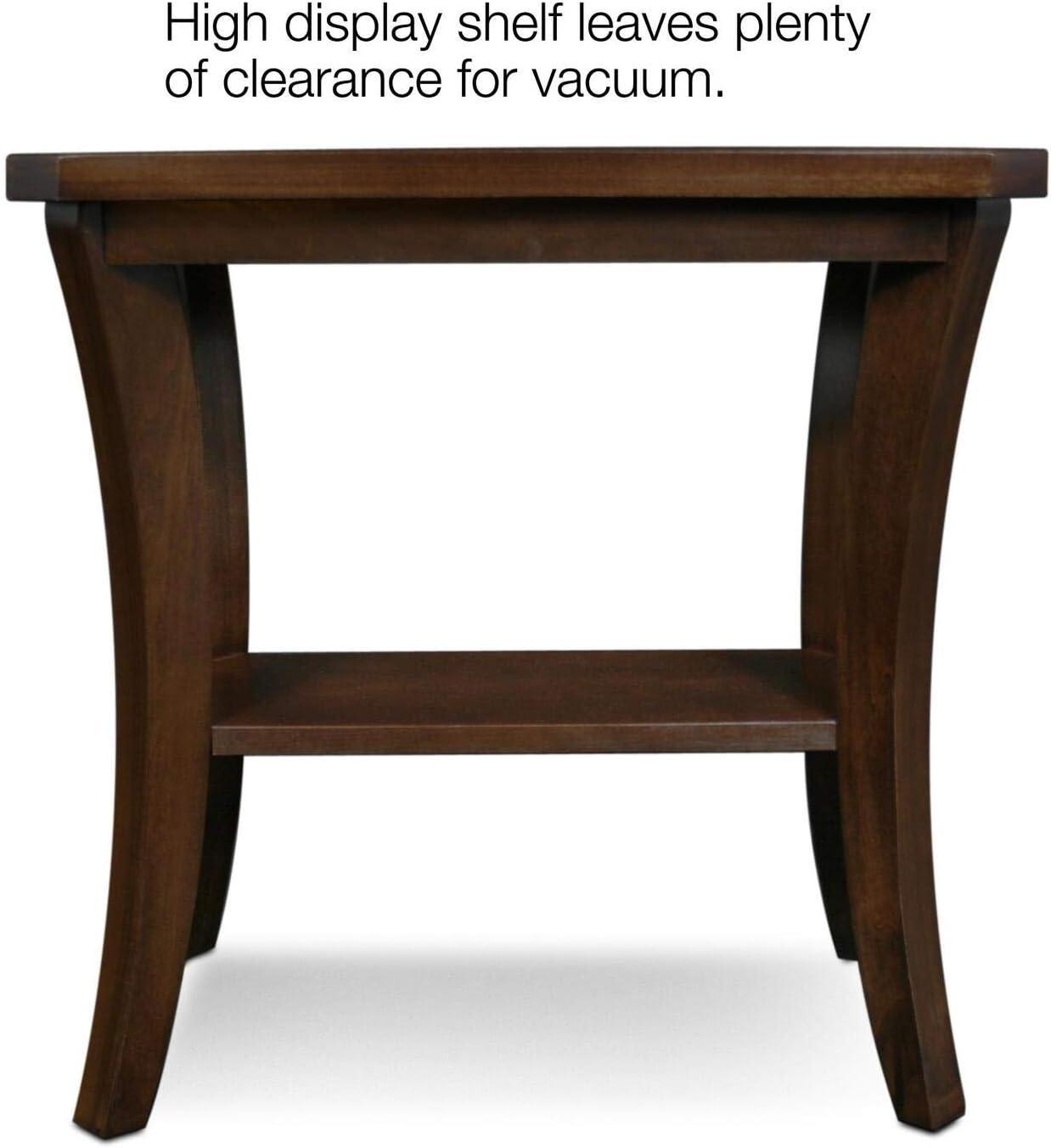 image:imageLeick Home Stratus Chairside End Table Solid Wood with Shelf for Living Rooms and Small Spaces Smoke Gray 22005GRChocolate Oak