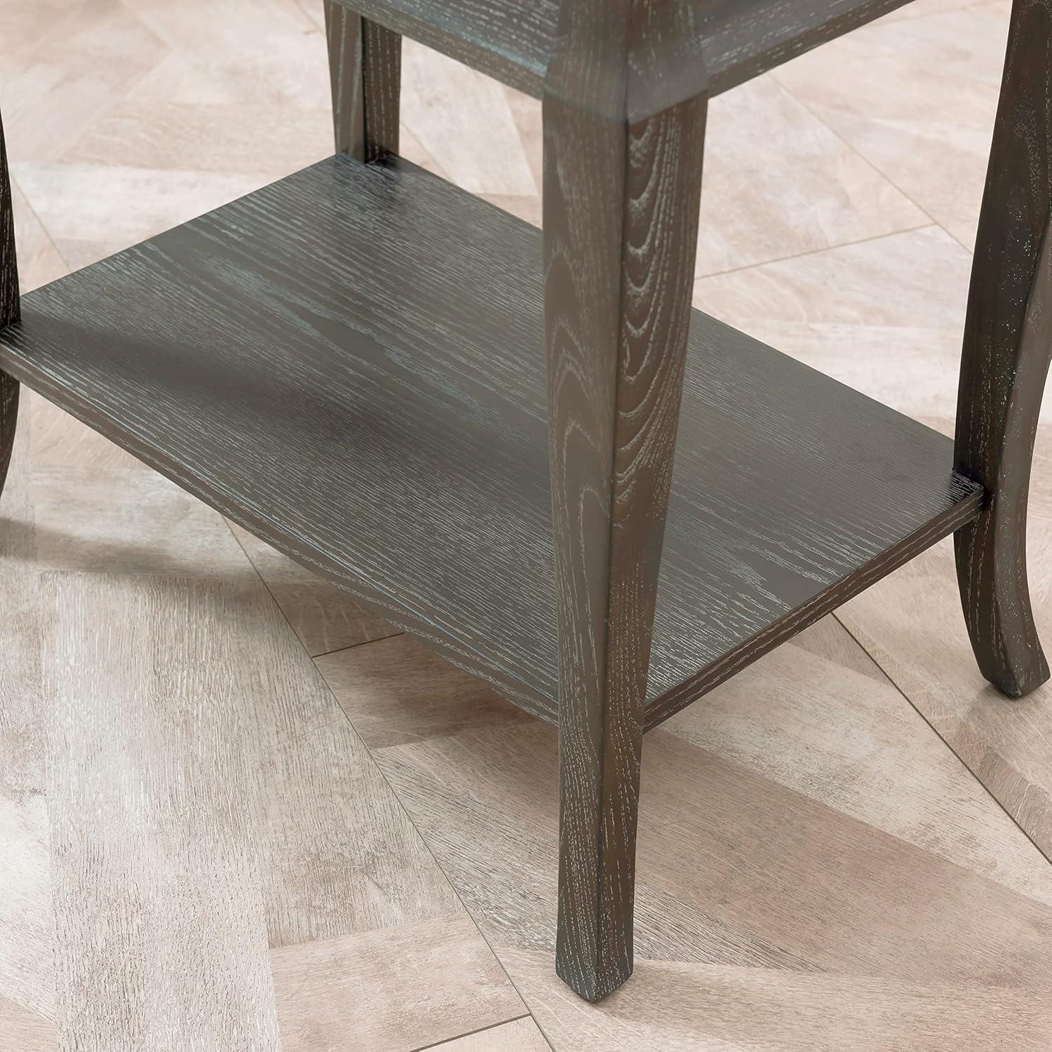 image:imageLeick Home Stratus Chairside End Table Solid Wood with Shelf for Living Rooms and Small Spaces Smoke Gray 22005GRGray Antique Pewter