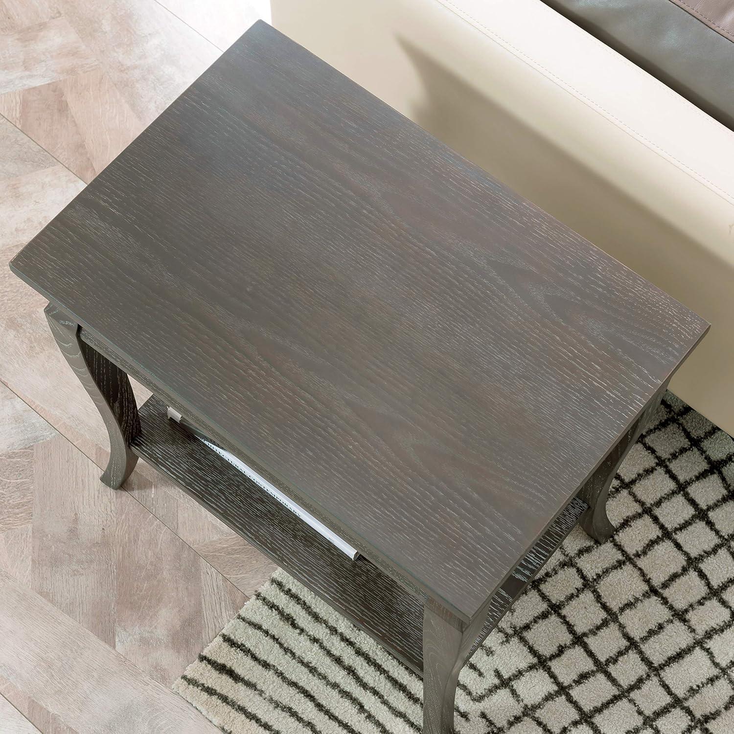 image:imageLeick Home Stratus Chairside End Table Solid Wood with Shelf for Living Rooms and Small Spaces Smoke Gray 22005GRGray Antique Pewter