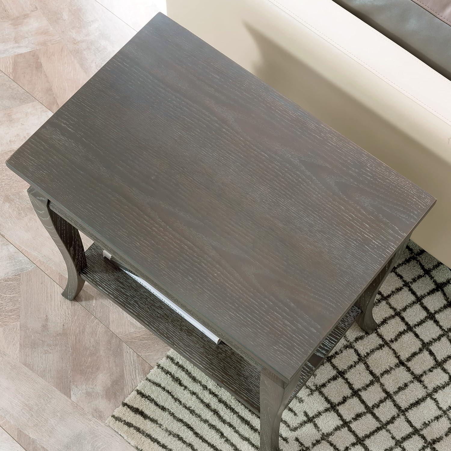 image:imageLeick Home Stratus Chairside End Table Solid Wood with Shelf for Living Rooms and Small Spaces Smoke Gray 22005GRGray Antique Pewter