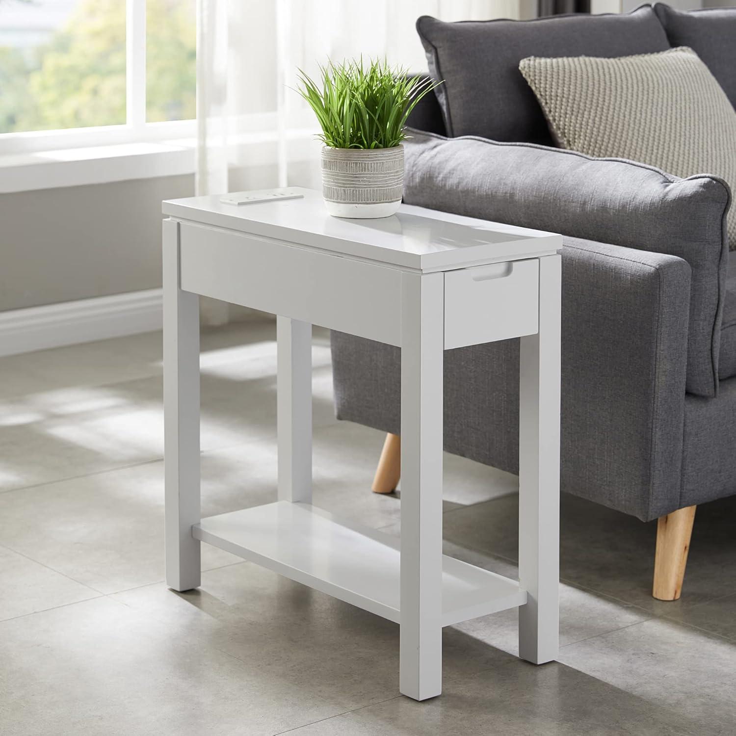 image:imageLeick Home Stratus Chairside End Table Solid Wood with Shelf for Living Rooms and Small Spaces Smoke Gray 22005GRGrey