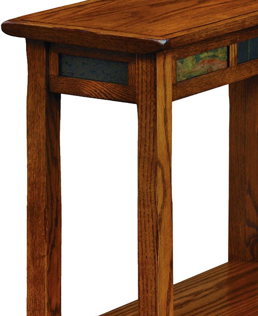 image:imageLeick Home Stratus Chairside End Table Solid Wood with Shelf for Living Rooms and Small Spaces Smoke Gray 22005GRRustic Oak