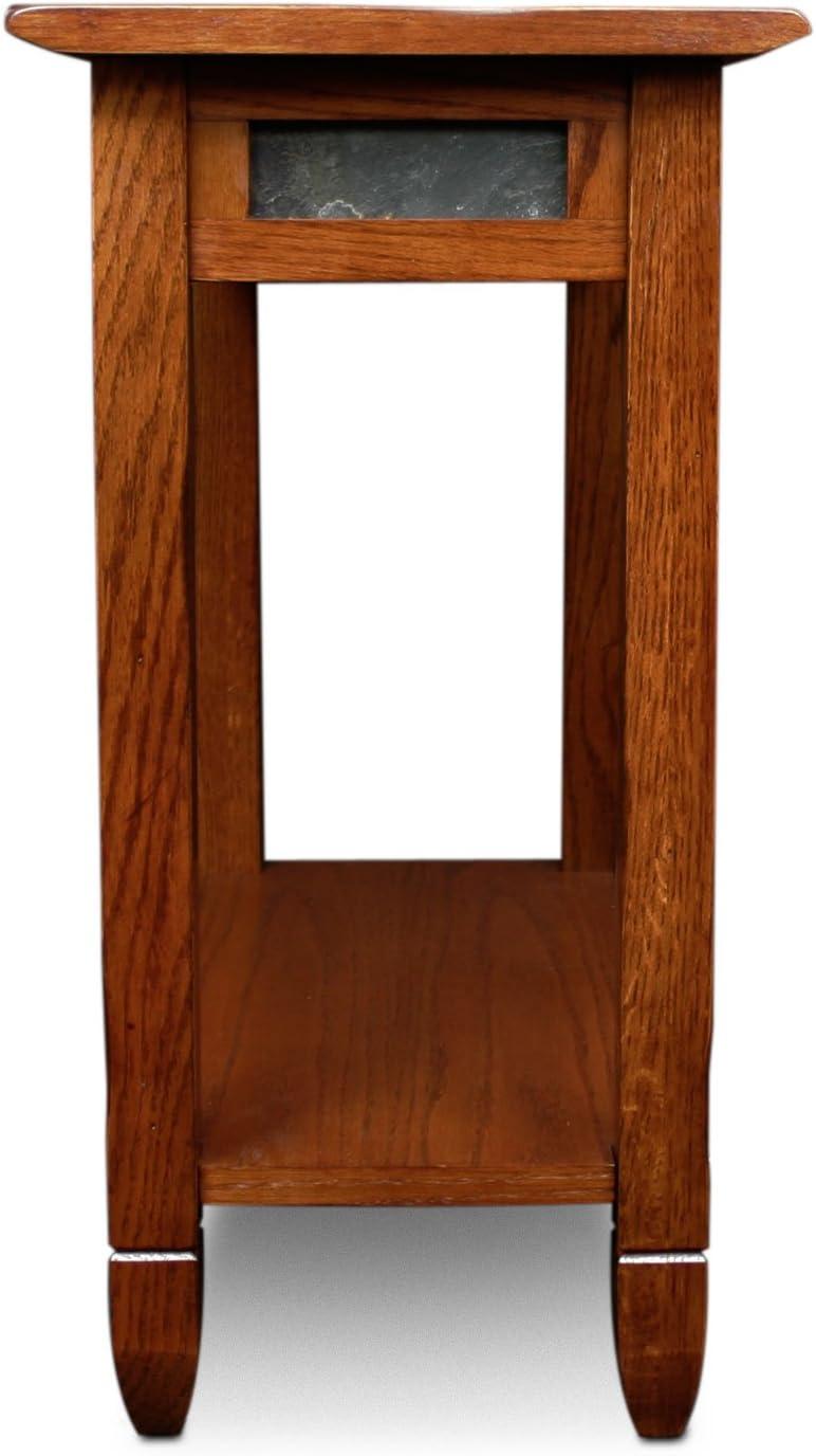 image:imageLeick Home Stratus Chairside End Table Solid Wood with Shelf for Living Rooms and Small Spaces Smoke Gray 22005GRRustic Oak