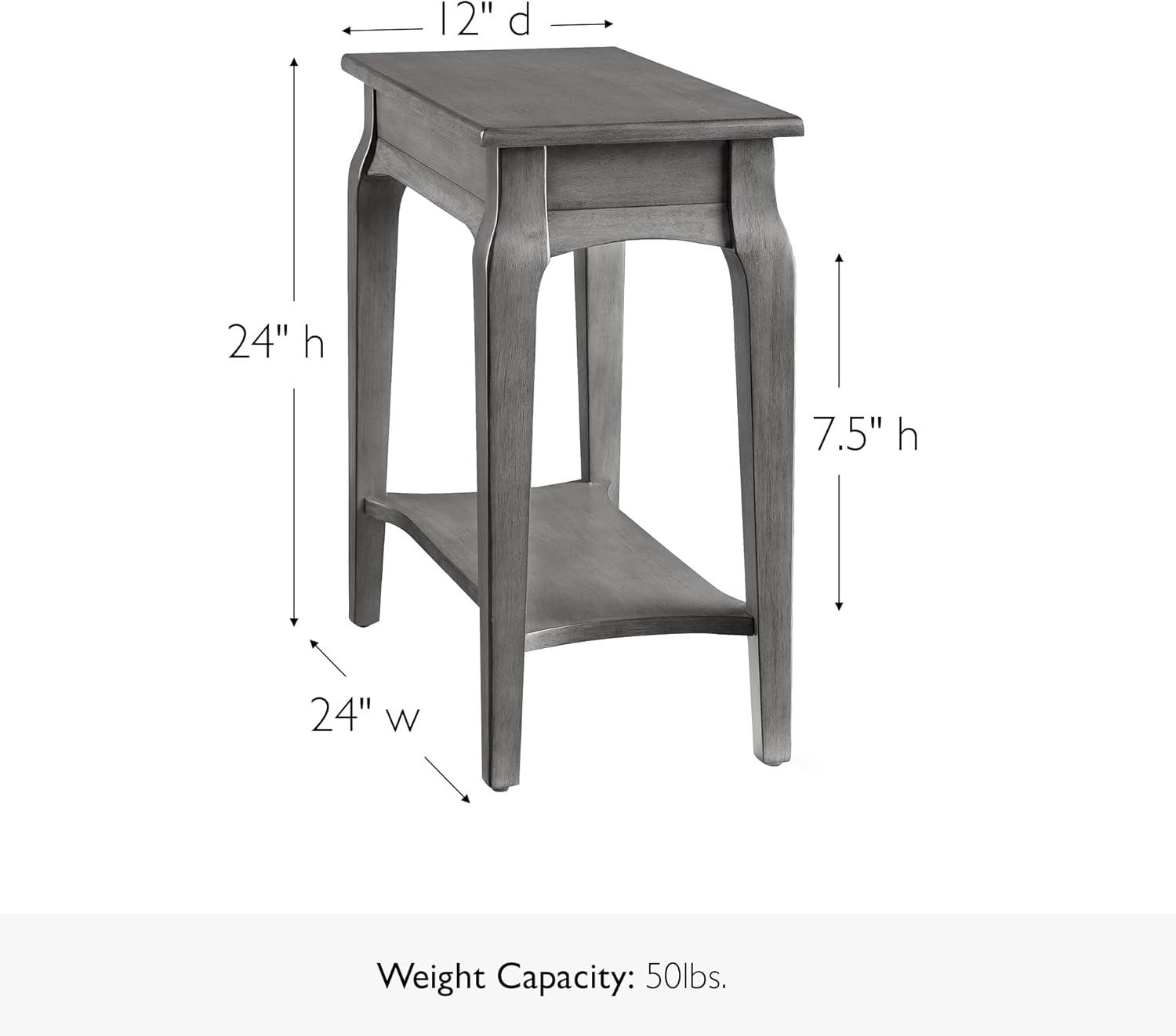 image:imageLeick Home Stratus Chairside End Table Solid Wood with Shelf for Living Rooms and Small Spaces Smoke Gray 22005GRSmoke Gray