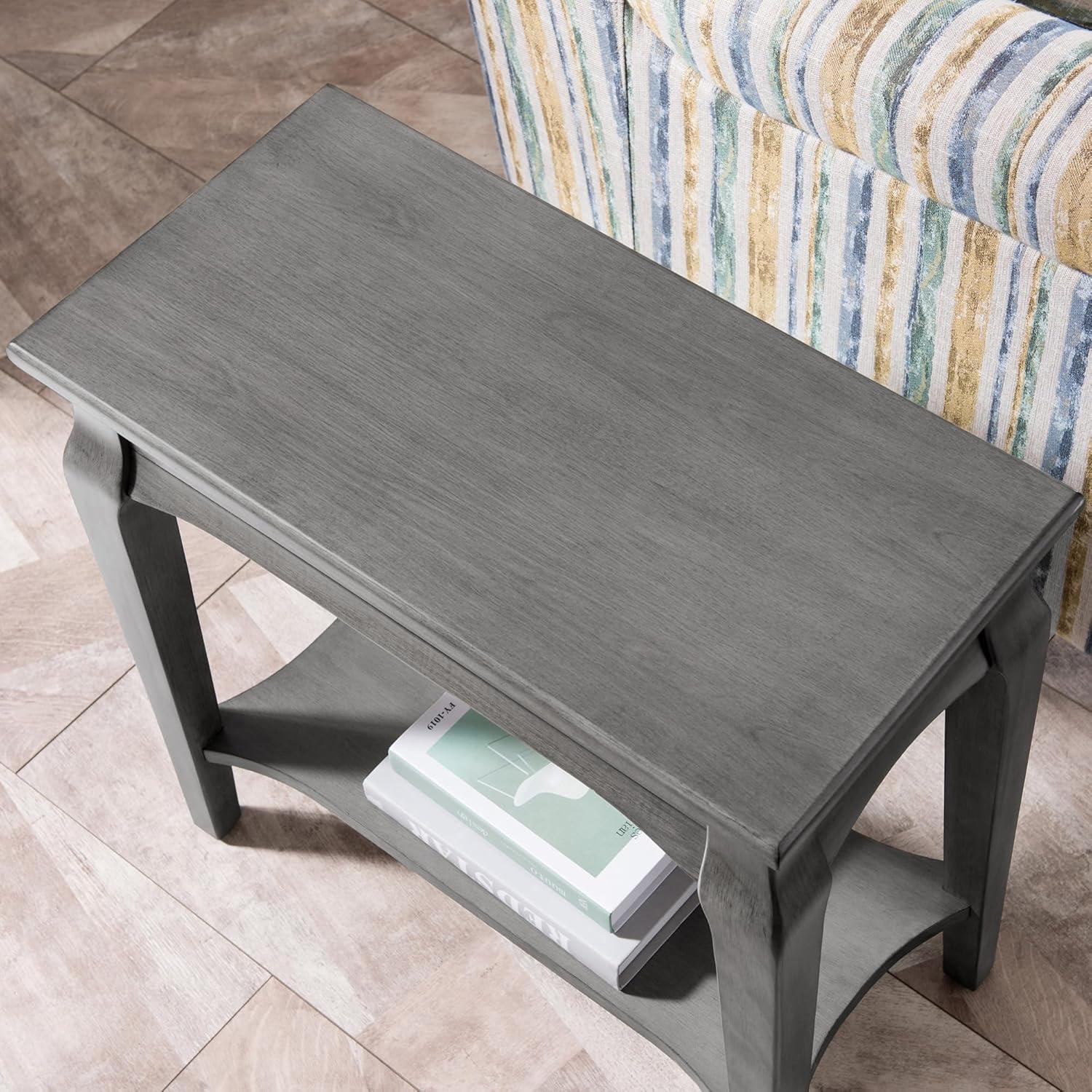 image:imageLeick Home Stratus Chairside End Table Solid Wood with Shelf for Living Rooms and Small Spaces Smoke Gray 22005GRSmoke Gray