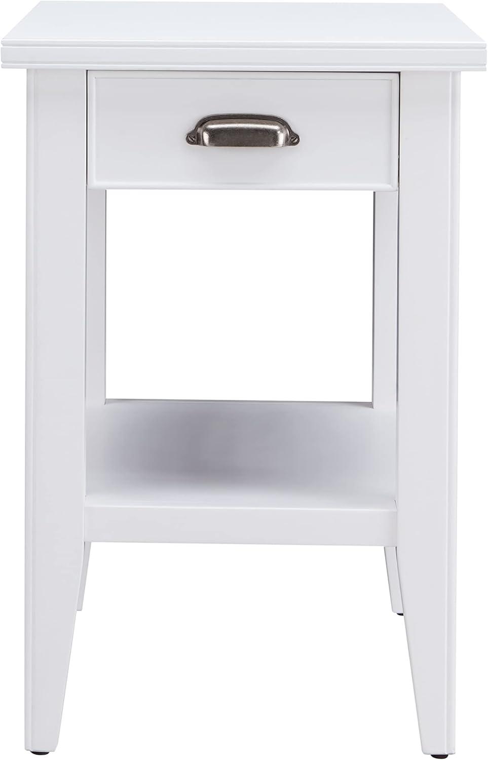 image:imageLeick Home Stratus Chairside End Table Solid Wood with Shelf for Living Rooms and Small Spaces Smoke Gray 22005GRWhite