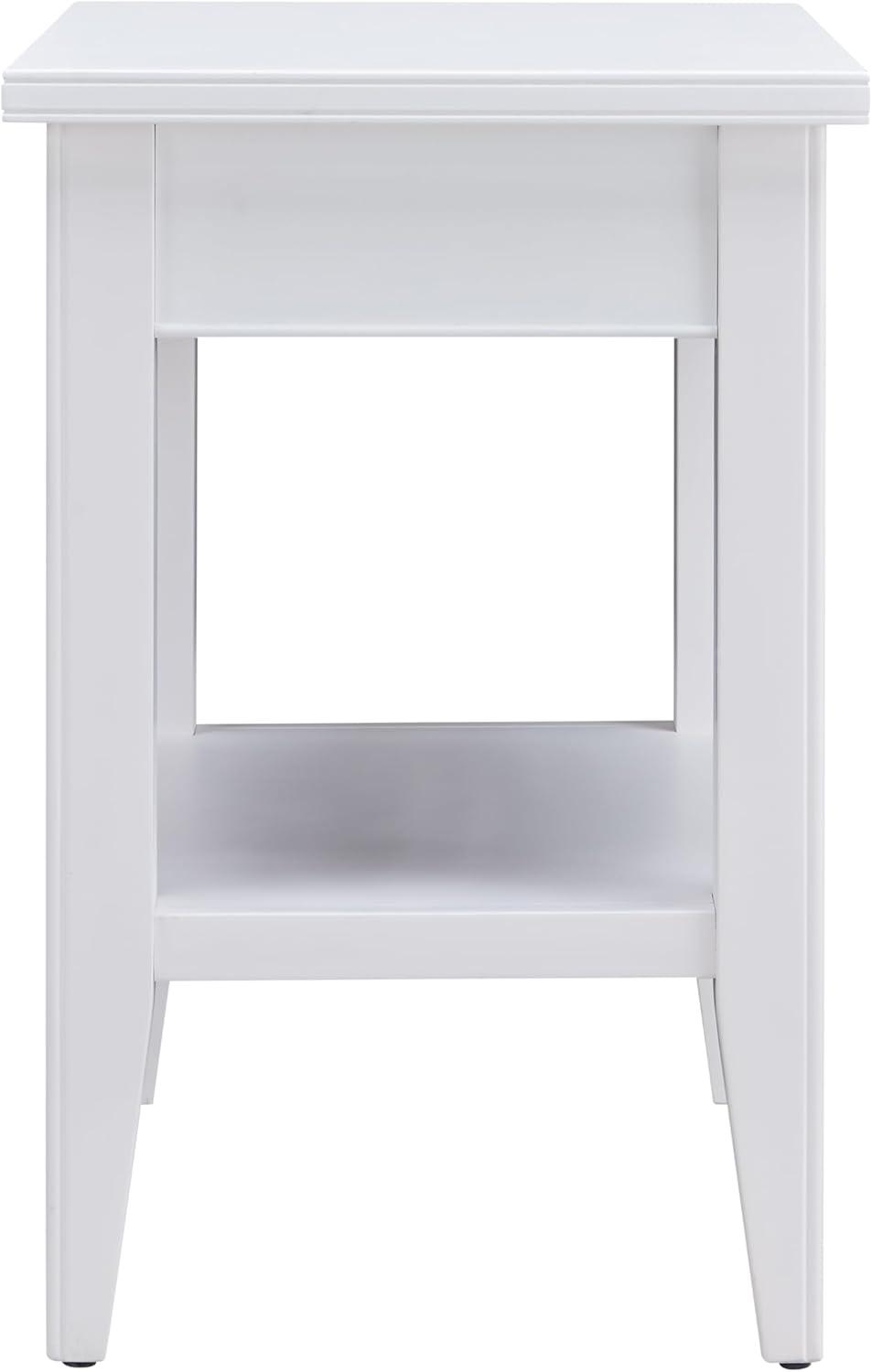 image:imageLeick Home Stratus Chairside End Table Solid Wood with Shelf for Living Rooms and Small Spaces Smoke Gray 22005GRWhite