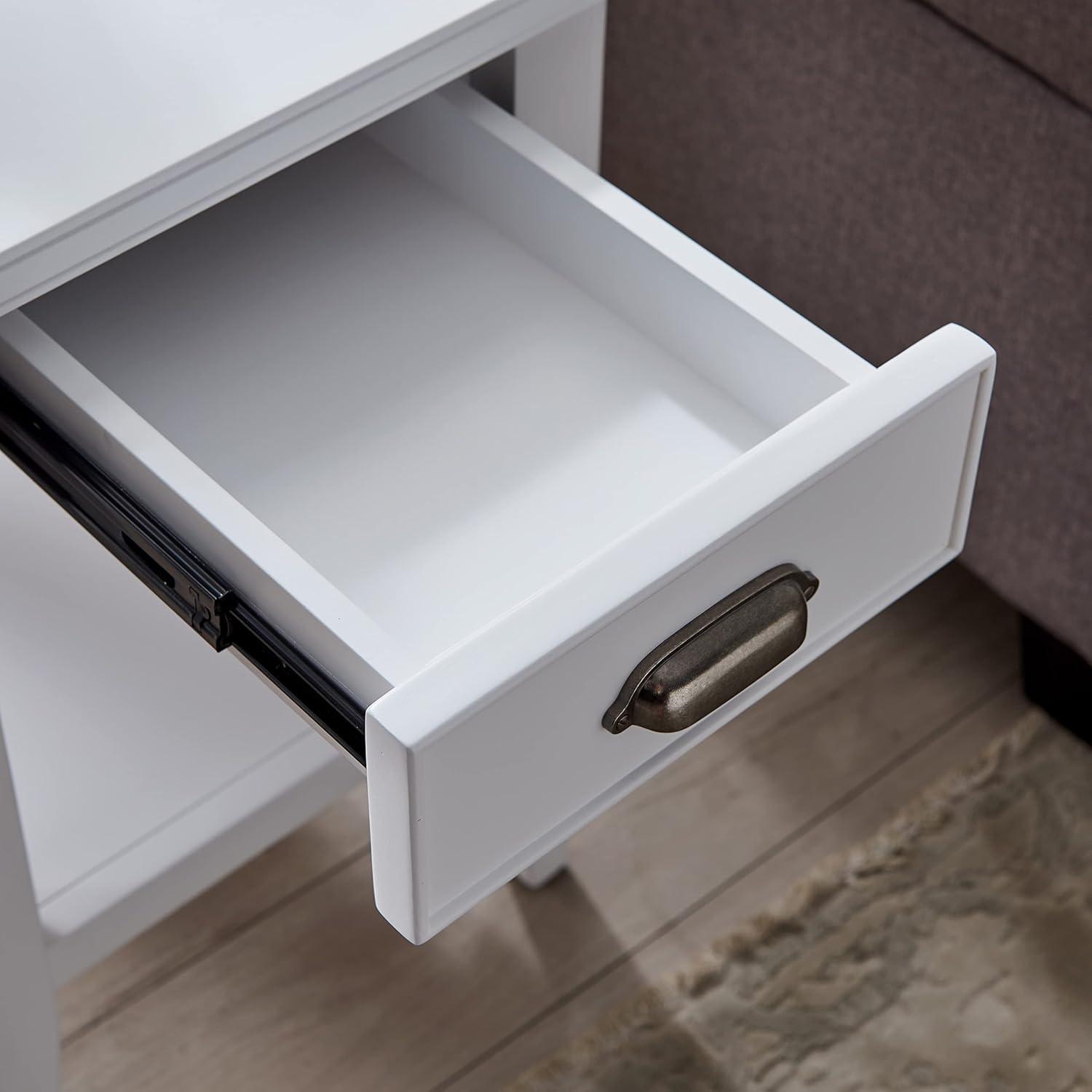 image:imageLeick Home Stratus Chairside End Table Solid Wood with Shelf for Living Rooms and Small Spaces Smoke Gray 22005GRWhite
