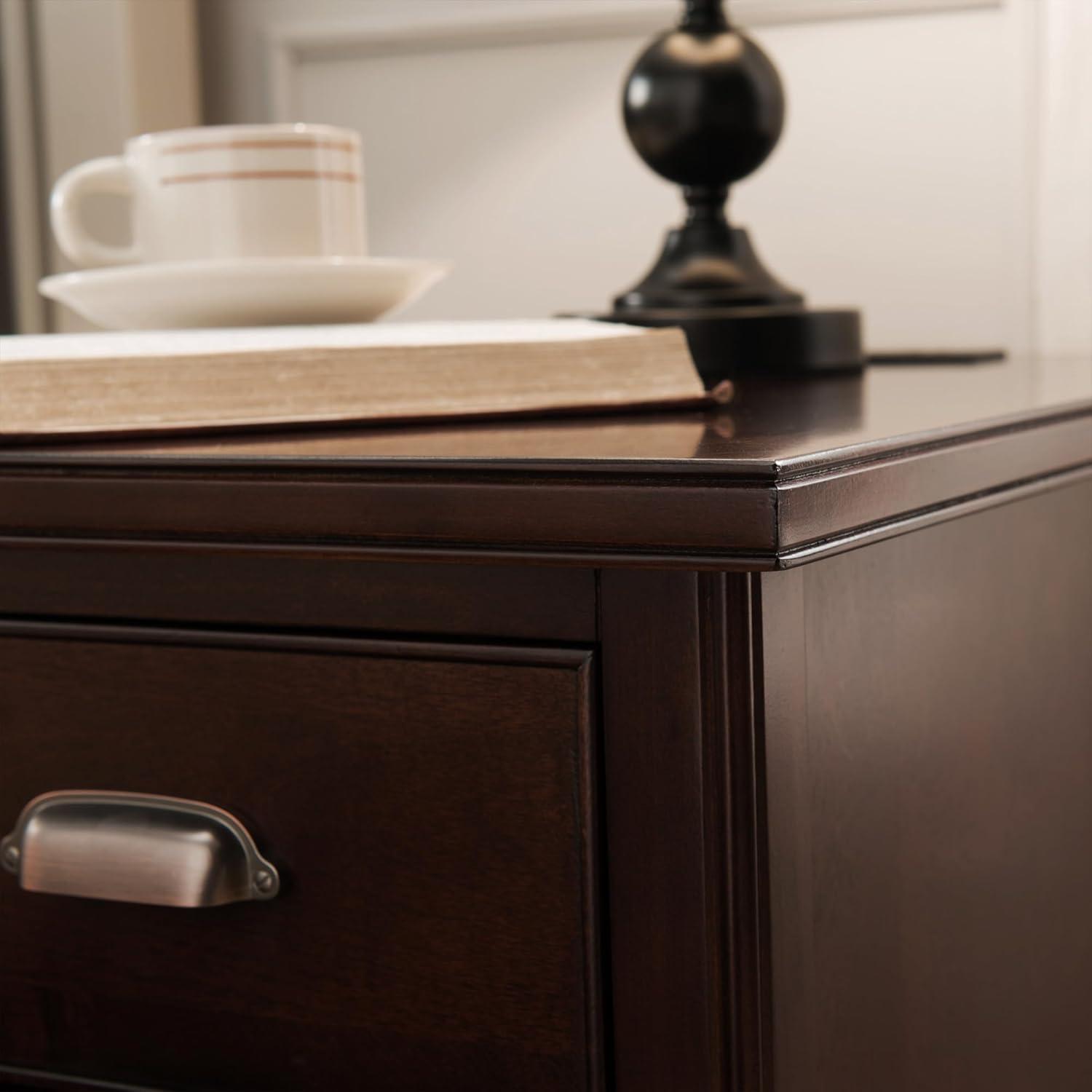 image:imageSalem Solid Wood Nightstand with Drawer and Shelf Medium Oak Brown Perfect for Bedrooms Living Rooms and Small Spaces Leick Home 9067MEDBlack