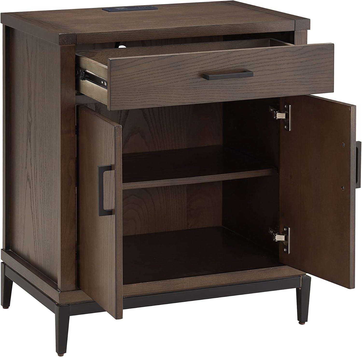 image:imageSalem Solid Wood Nightstand with Drawer and Shelf Medium Oak Brown Perfect for Bedrooms Living Rooms and Small Spaces Leick Home 9067MEDCoffee Bean