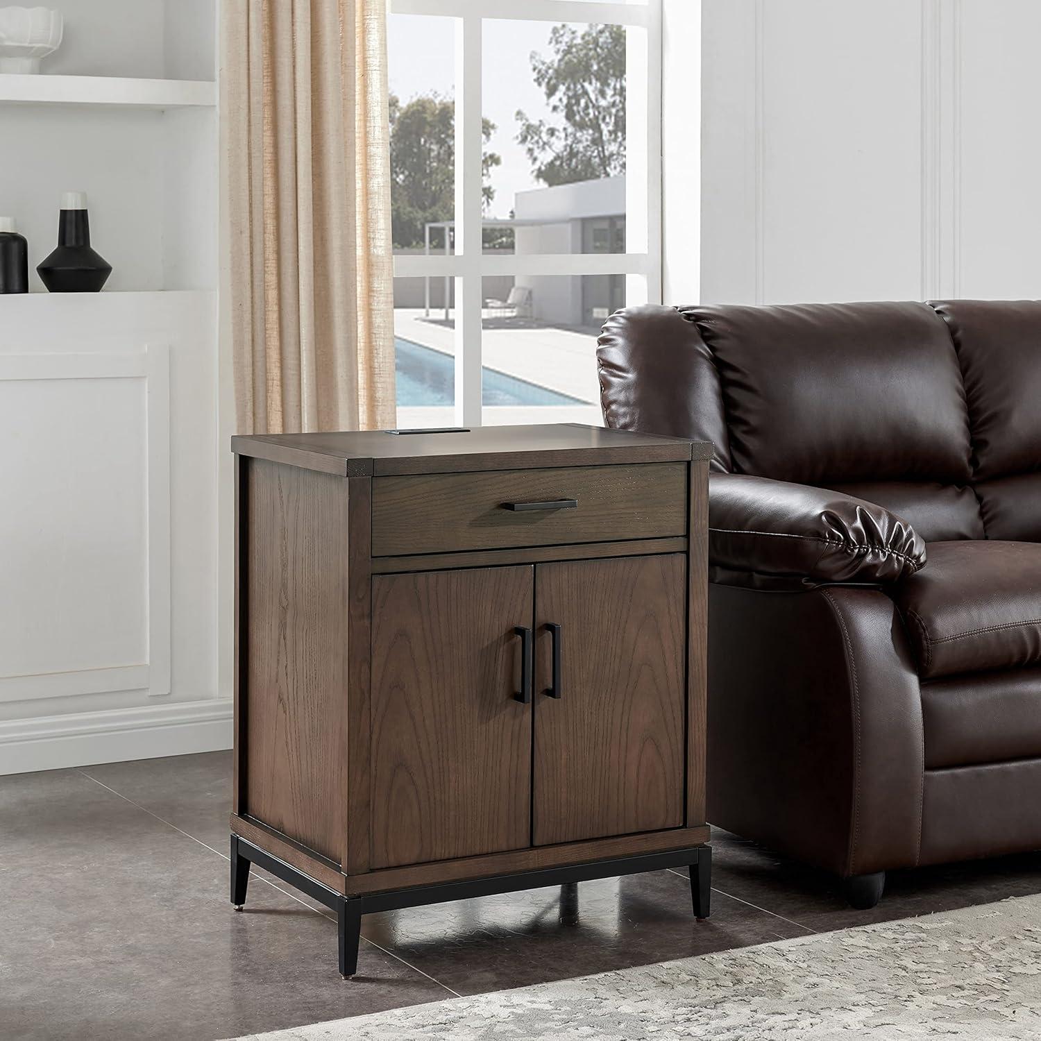 image:imageSalem Solid Wood Nightstand with Drawer and Shelf Medium Oak Brown Perfect for Bedrooms Living Rooms and Small Spaces Leick Home 9067MEDCoffee Bean