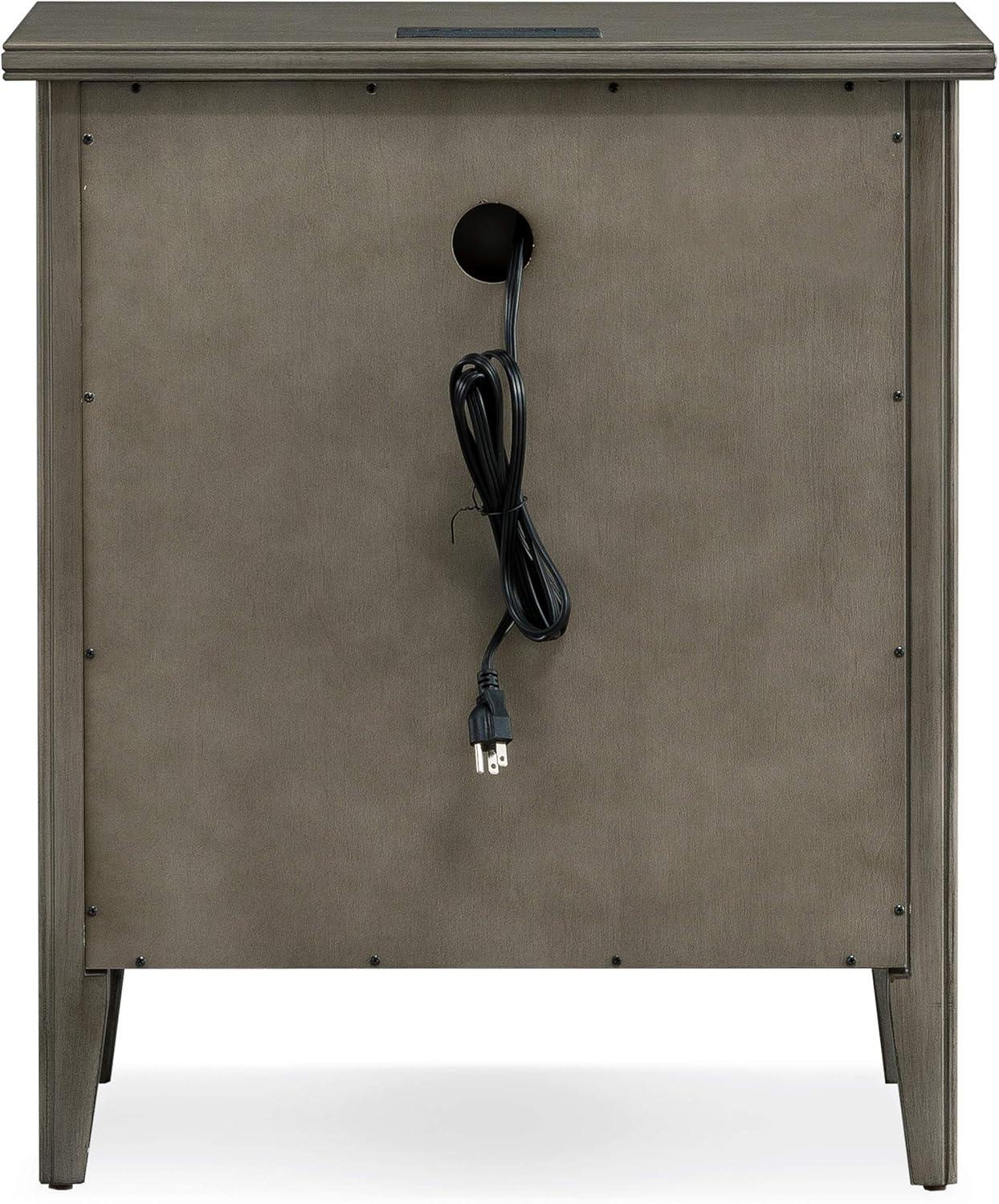 image:imageSalem Solid Wood Nightstand with Drawer and Shelf Medium Oak Brown Perfect for Bedrooms Living Rooms and Small Spaces Leick Home 9067MEDSmoke Gray