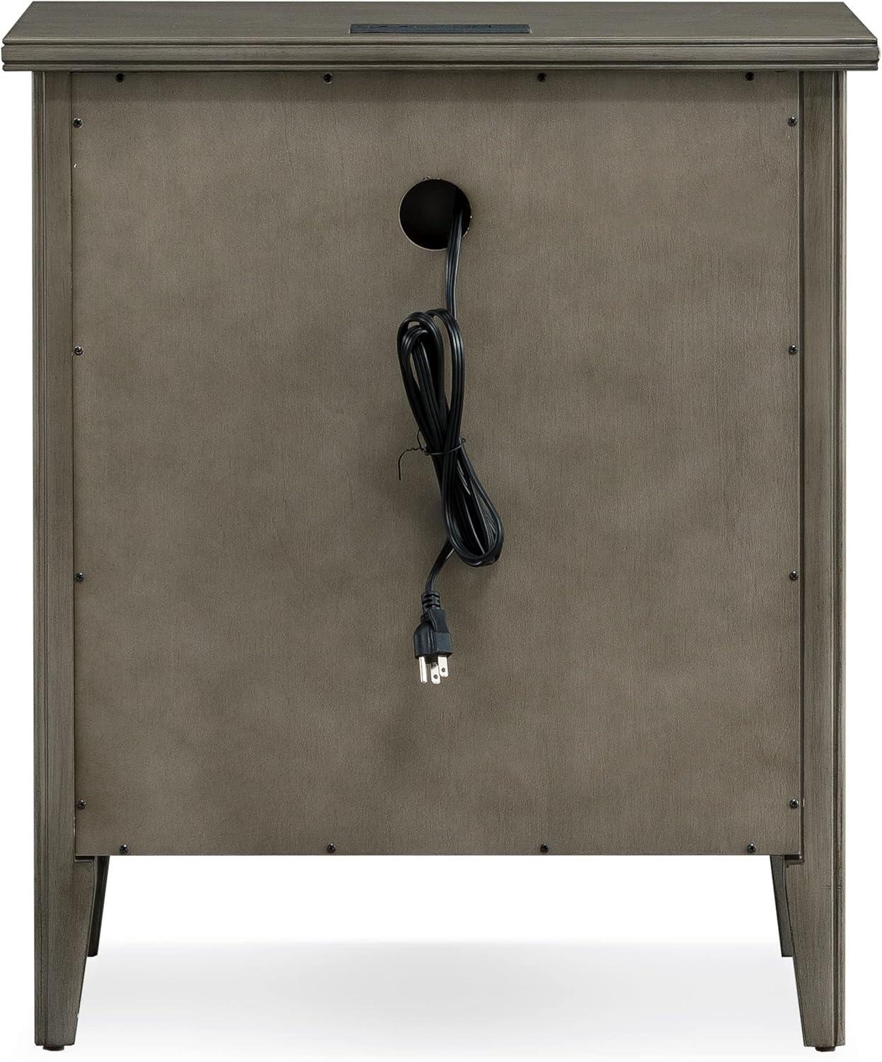 image:imageSalem Solid Wood Nightstand with Drawer and Shelf Medium Oak Brown Perfect for Bedrooms Living Rooms and Small Spaces Leick Home 9067MEDSmoke Gray