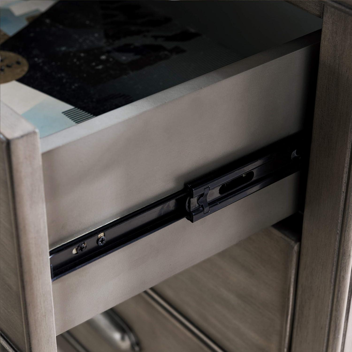 image:imageSalem Solid Wood Nightstand with Drawer and Shelf Medium Oak Brown Perfect for Bedrooms Living Rooms and Small Spaces Leick Home 9067MEDSmoke Gray