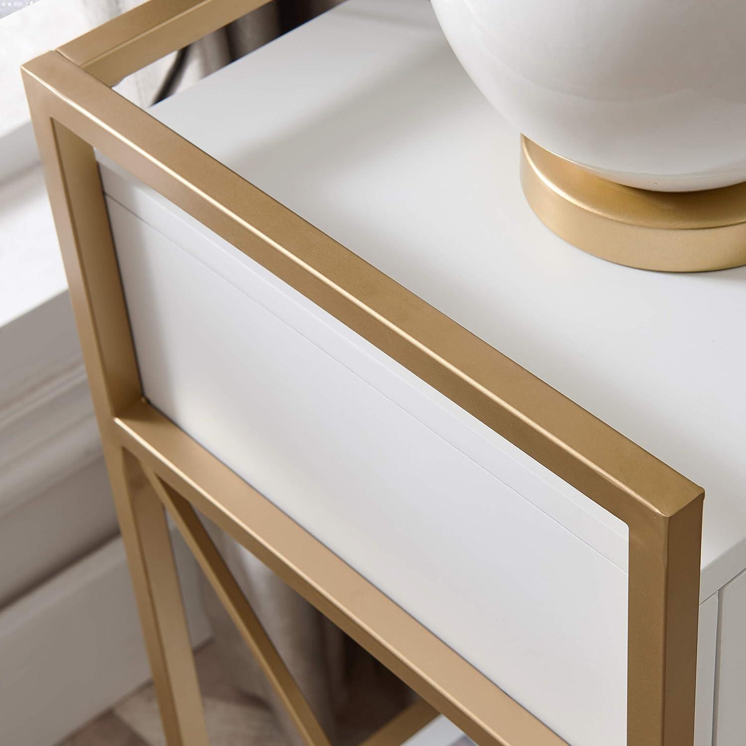 image:imageSalem Solid Wood Nightstand with Drawer and Shelf Medium Oak Brown Perfect for Bedrooms Living Rooms and Small Spaces Leick Home 9067MEDWhite