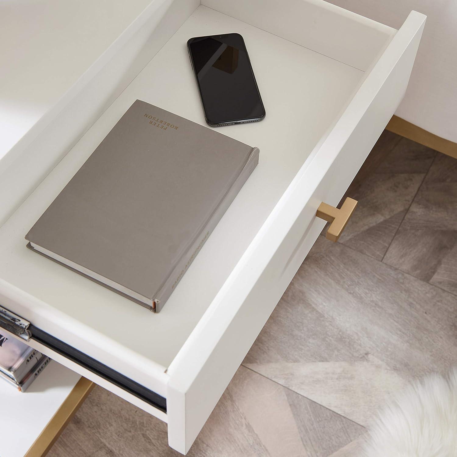 image:imageSalem Solid Wood Nightstand with Drawer and Shelf Medium Oak Brown Perfect for Bedrooms Living Rooms and Small Spaces Leick Home 9067MEDWhite