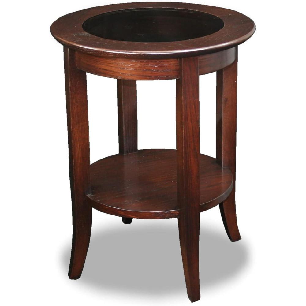 image:imageHaven Ridge Solid Wood Oval Side Table with Drawer and Shelf Medium Oak Brown Perfect for Living Rooms Bedrooms and Small Spaces Leick Home 9042MEDChocolate Oak Glass