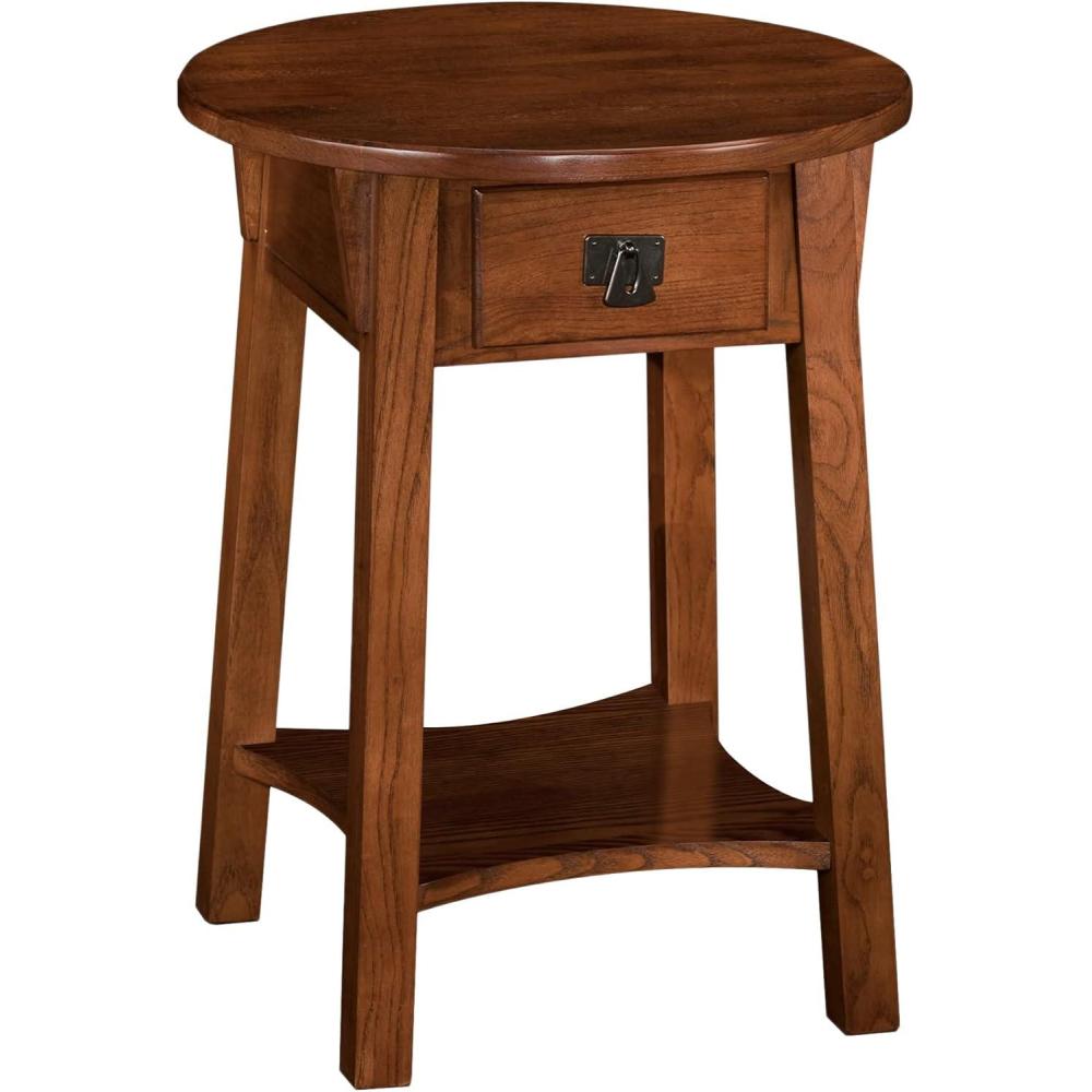 image:imageHaven Ridge Solid Wood Oval Side Table with Drawer and Shelf Medium Oak Brown Perfect for Living Rooms Bedrooms and Small Spaces  Leick Home 9042MEDRusset