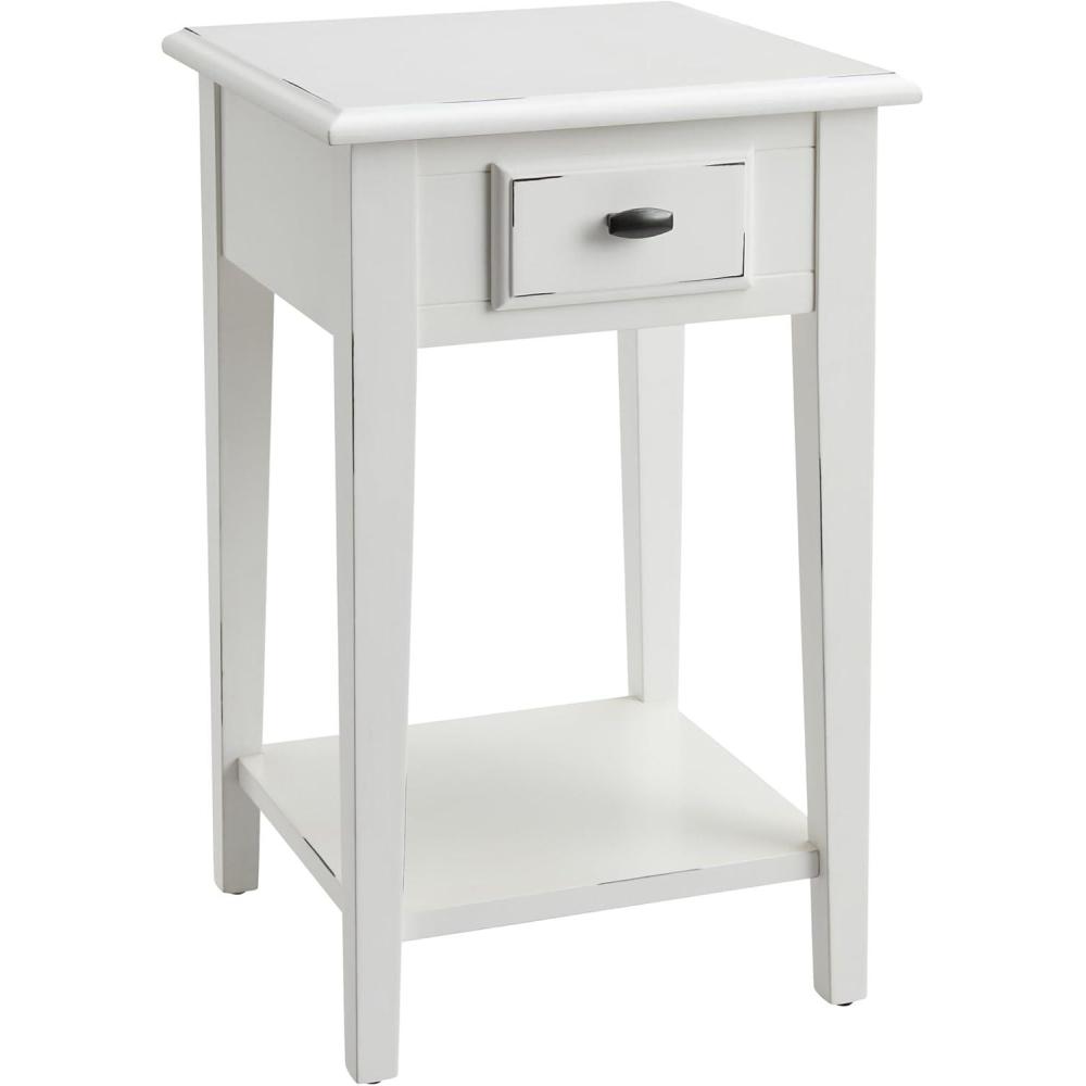image:imageLeick Home 10032RS Mission Cabinet End Table Made with Solid Wood Side Table for Living Room Bedroom and Printer Stand Russet FinishFarmhouse White