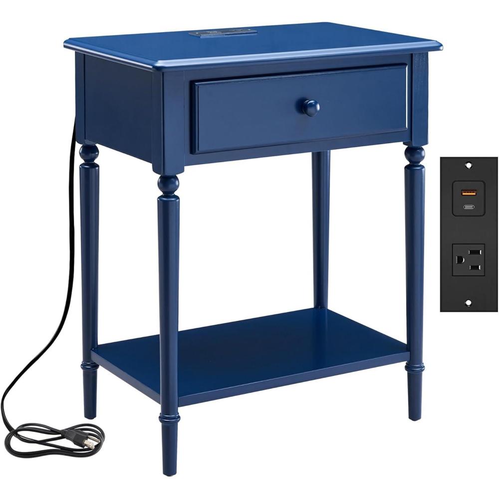 image:imageLeick Home 10082WA Two Drawer Mirrored Diamond Filigree X Base Nightstand Side Table WalnutNavy