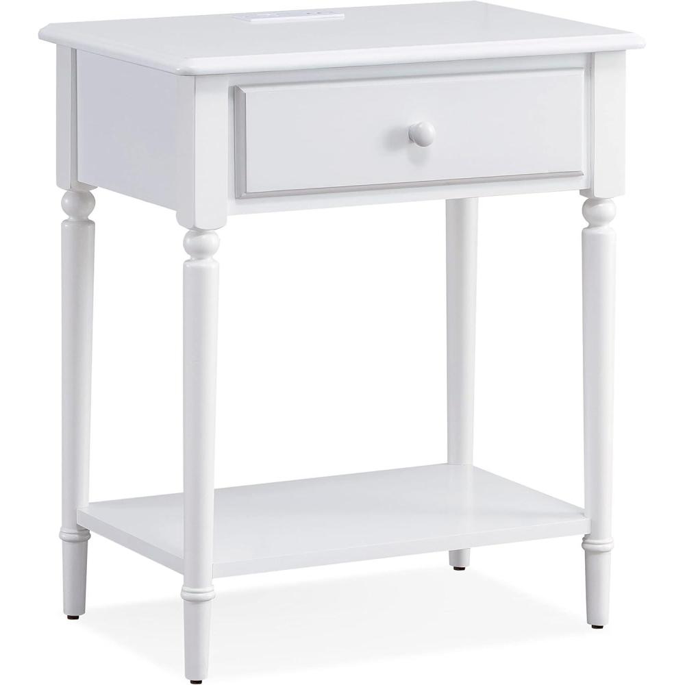 image:imageLeick Home 10082WA Two Drawer Mirrored Diamond Filigree X Base Nightstand Side Table WalnutOrchid White