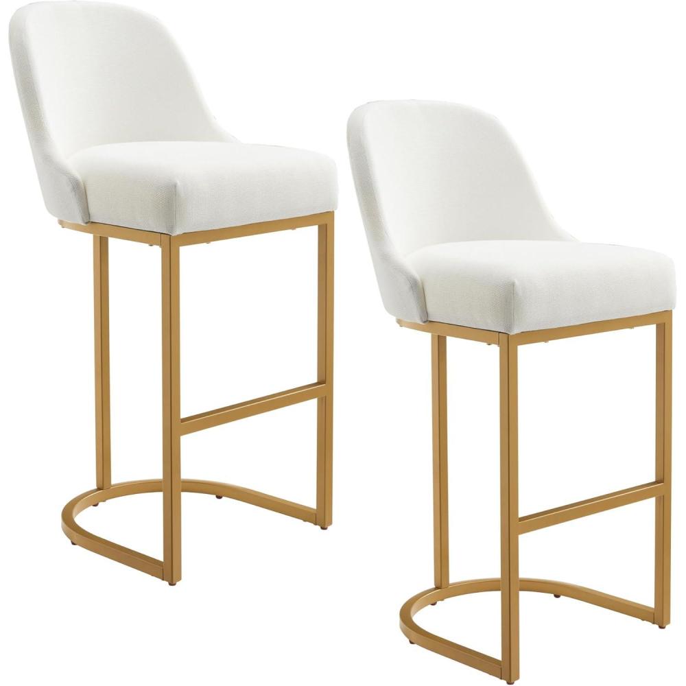 image:imageLeick Home 10087BBHG Upholstered Back Bar Height Stool with Wood Base Set of 2 for Elevated Kitchen Counters High Top Tables and Bars Blackbean and Heather GrayWhite