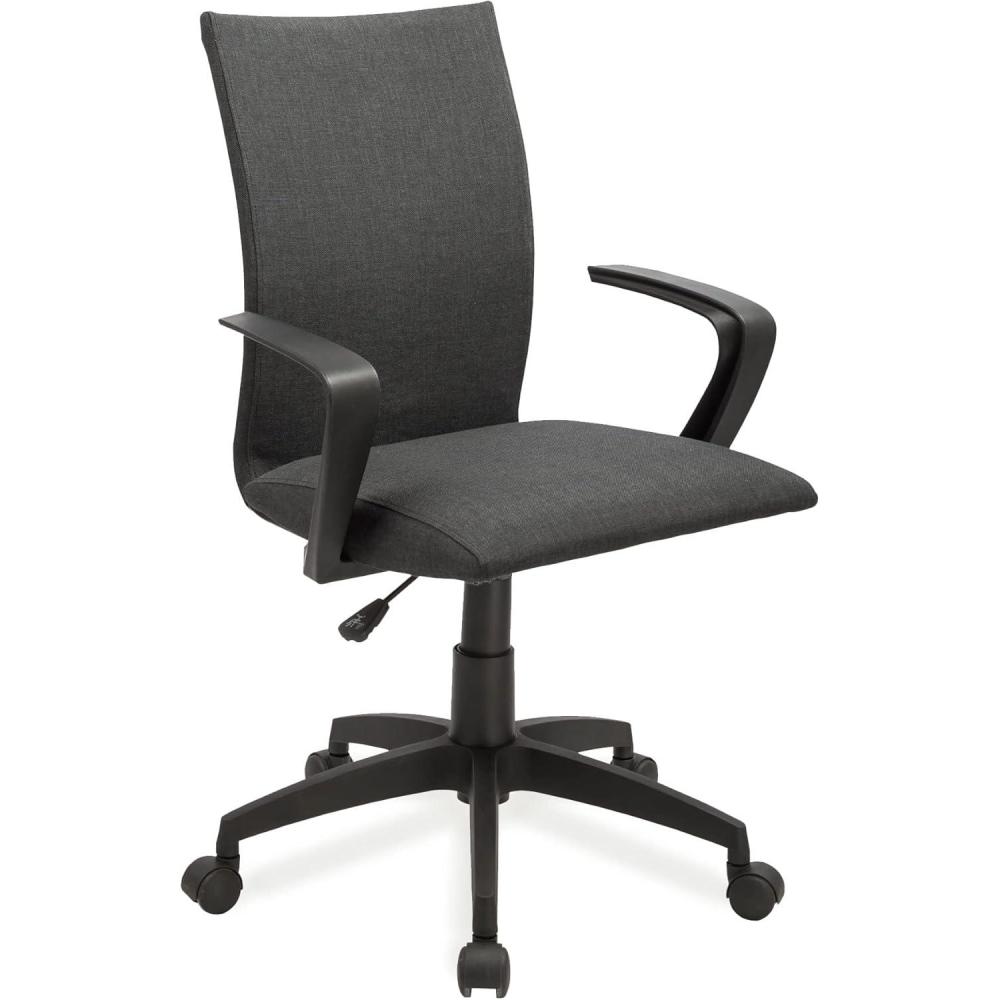 image:imageLeick Home 10115BL Apostrophe Office Desk Chair with Black Caster Base Black LinenBlack Linen