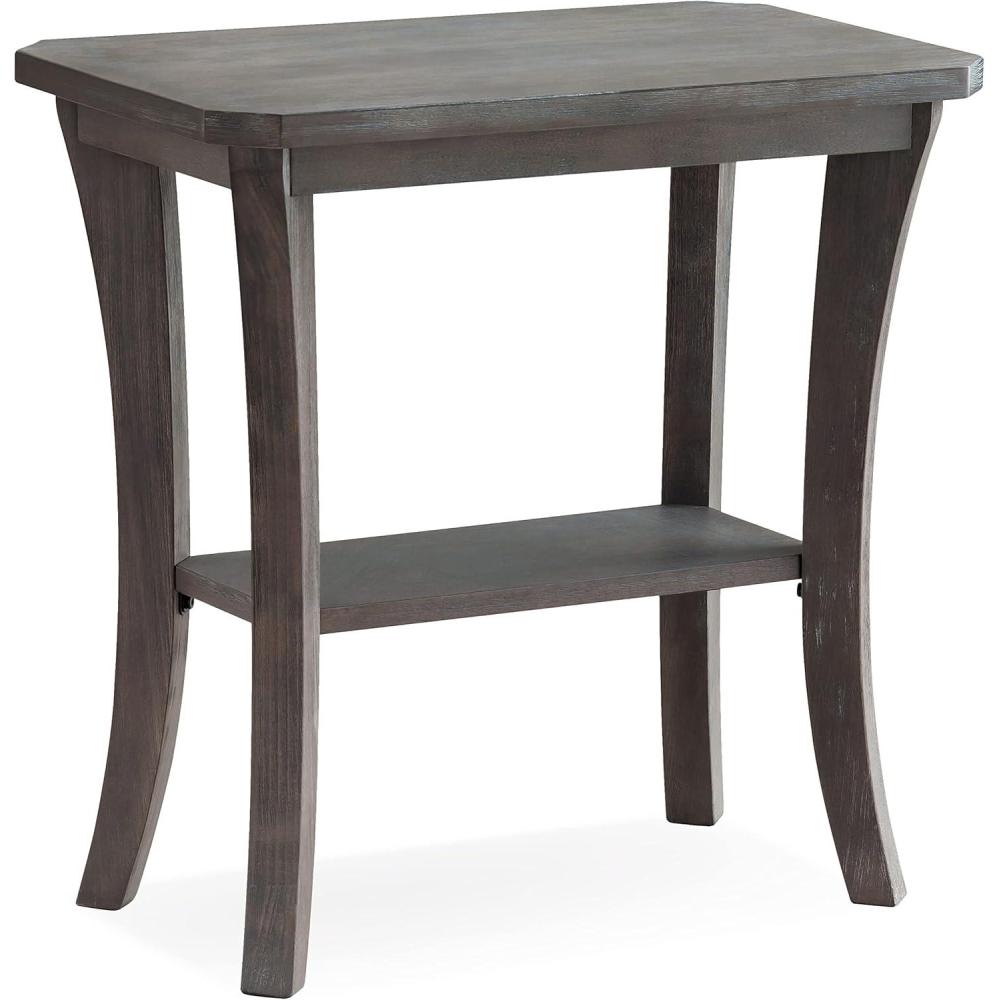 image:imageLeick Home 10305RG Rustic Wire Brushed Driftwood Narrow Side Table with Shelf Rustic GrayRustic Gray