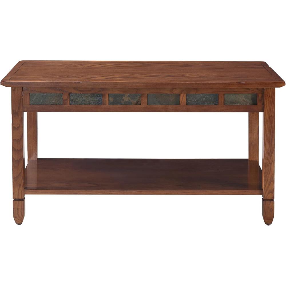 image:imageLeick Home 10504 Laurent Two Drawer Coffee Table with Shelf Chocolate CherryRustic Oak