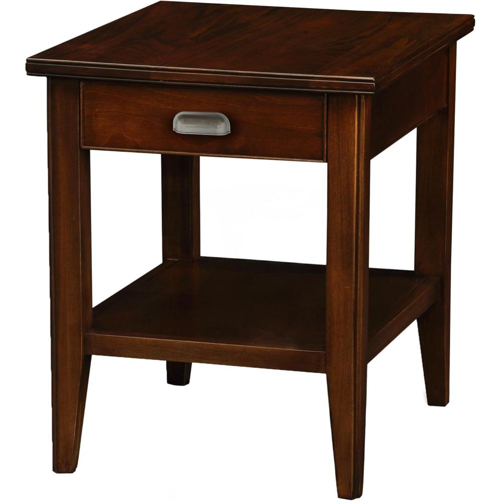 image:imageLeick Home 11407 Empiria One Drawer Side Table Walnut and Foundry BronzeChocolate Cherry