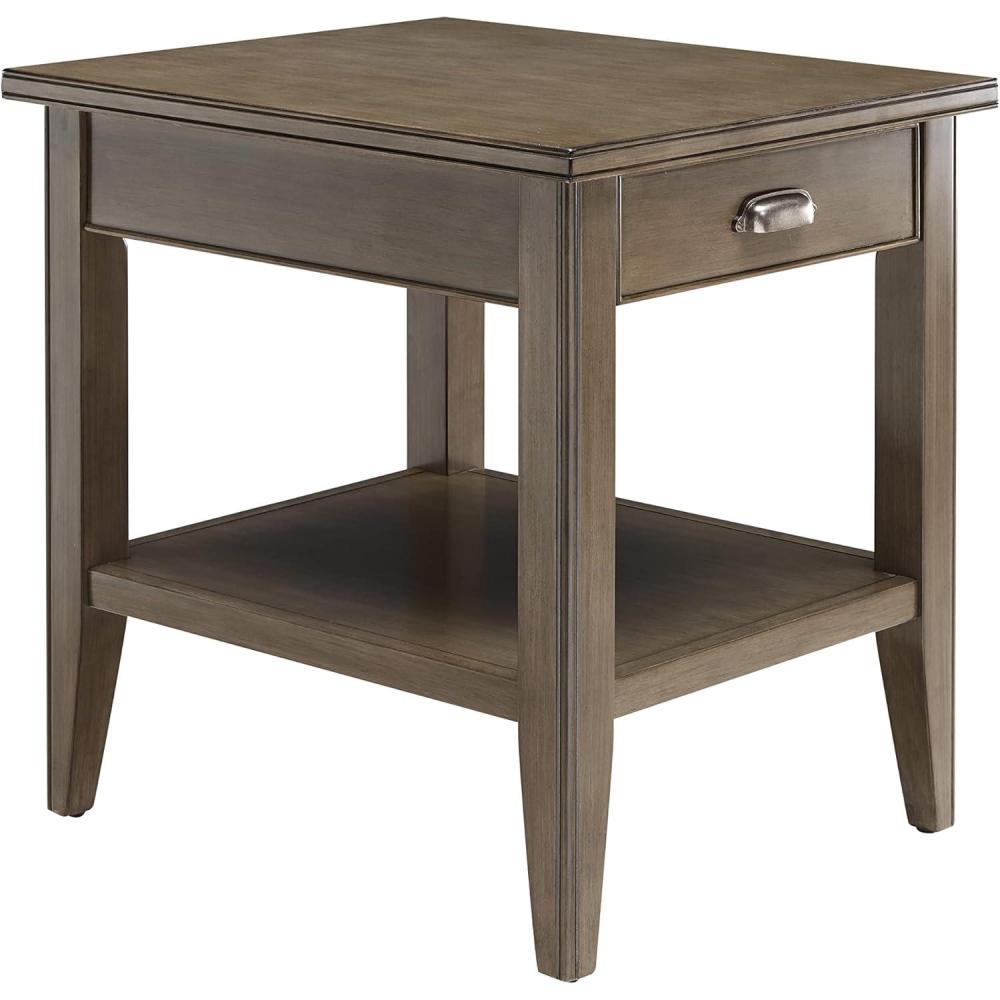 image:imageLeick Home 11407 Empiria One Drawer Side Table Walnut and Foundry BronzeGray  Pewter