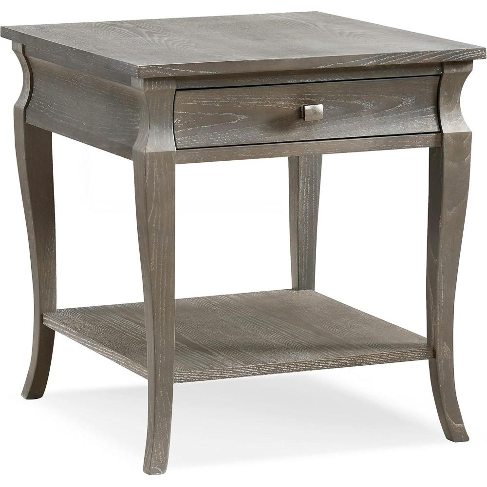 image:imageLeick Home 11407 Empiria One Drawer Side Table Walnut and Foundry BronzeGrey