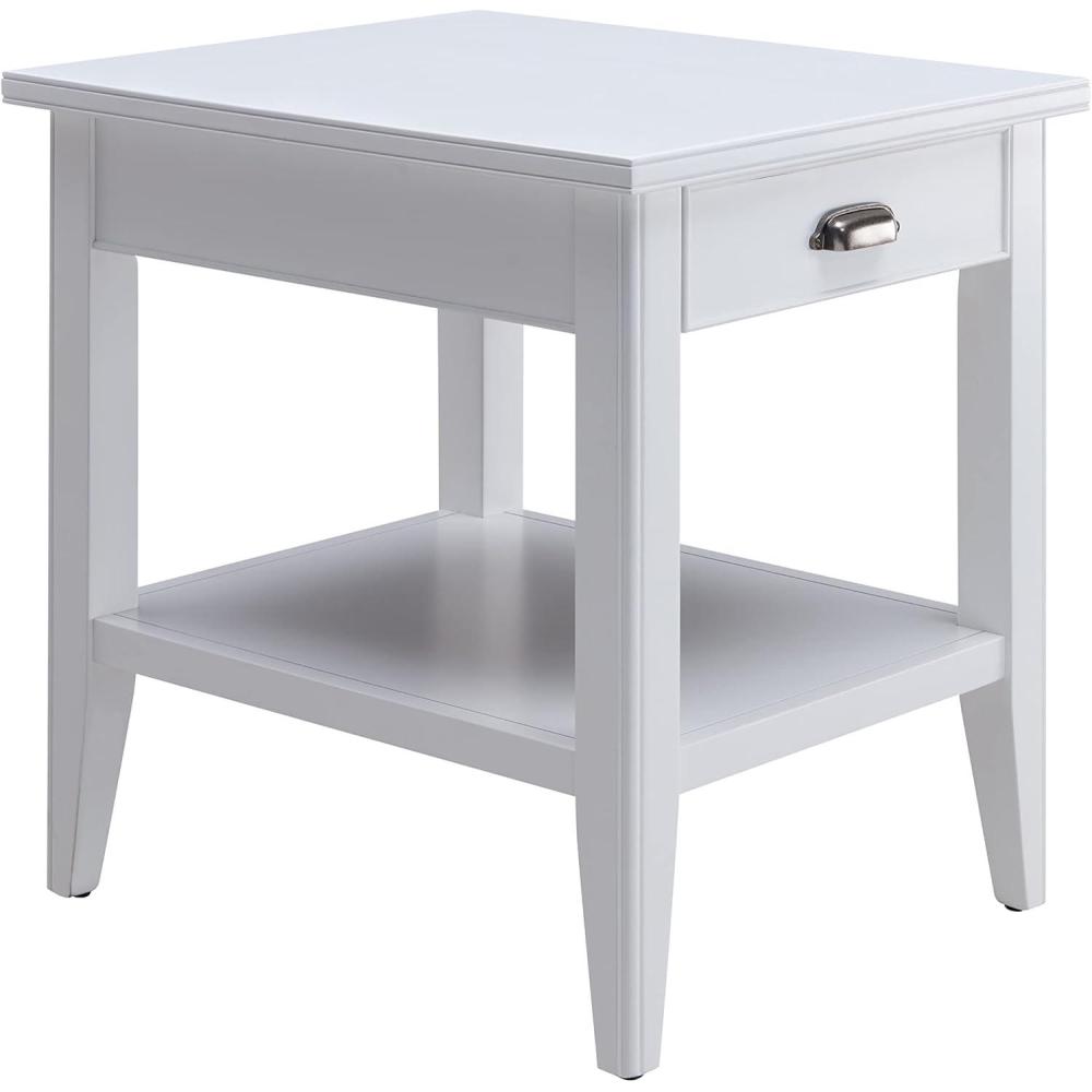 image:imageLeick Home 11407 Empiria One Drawer Side Table Walnut and Foundry BronzeWhite