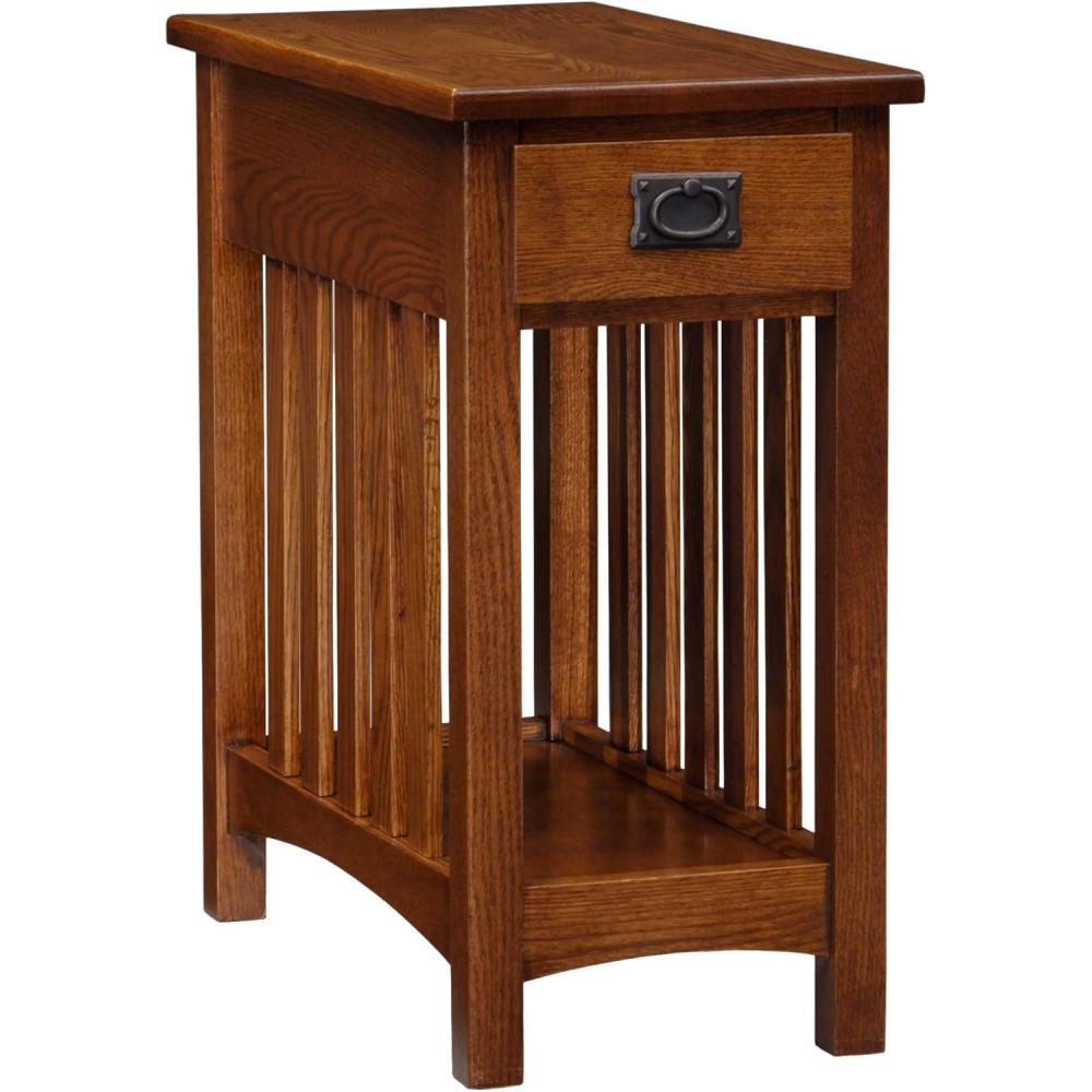 image:imageLeick Home 15In Wide End Table Solid Wood Construction One Drawer One Lower Shelf Narrow Width EasyAssembly Chocolate Oak 150 In W x 240 In D x 240 In H 10071CHMedium Oak Blackened