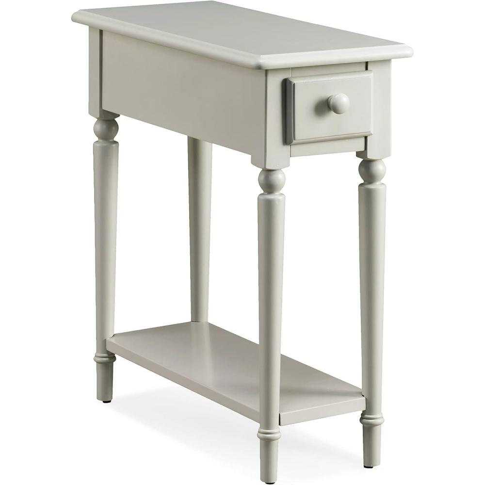 image:imageLeick Home 15In Wide End Table Solid Wood Construction One Drawer One Lower Shelf Narrow Width EasyAssembly Chocolate Oak 150 In W x 240 In D x 240 In H 10071CHGreige