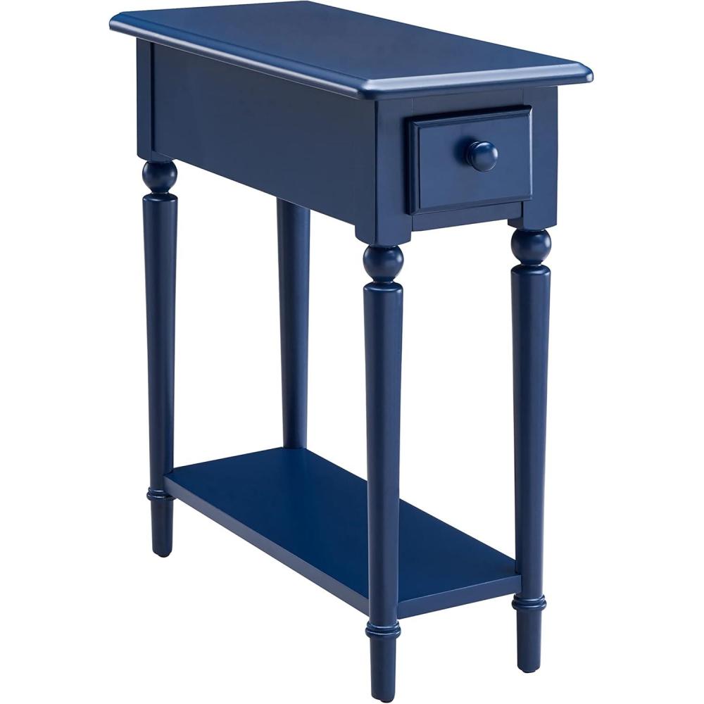 image:imageLeick Home 15In Wide End Table Solid Wood Construction One Drawer One Lower Shelf Narrow Width EasyAssembly Chocolate Oak 150 In W x 240 In D x 240 In H 10071CHNavy