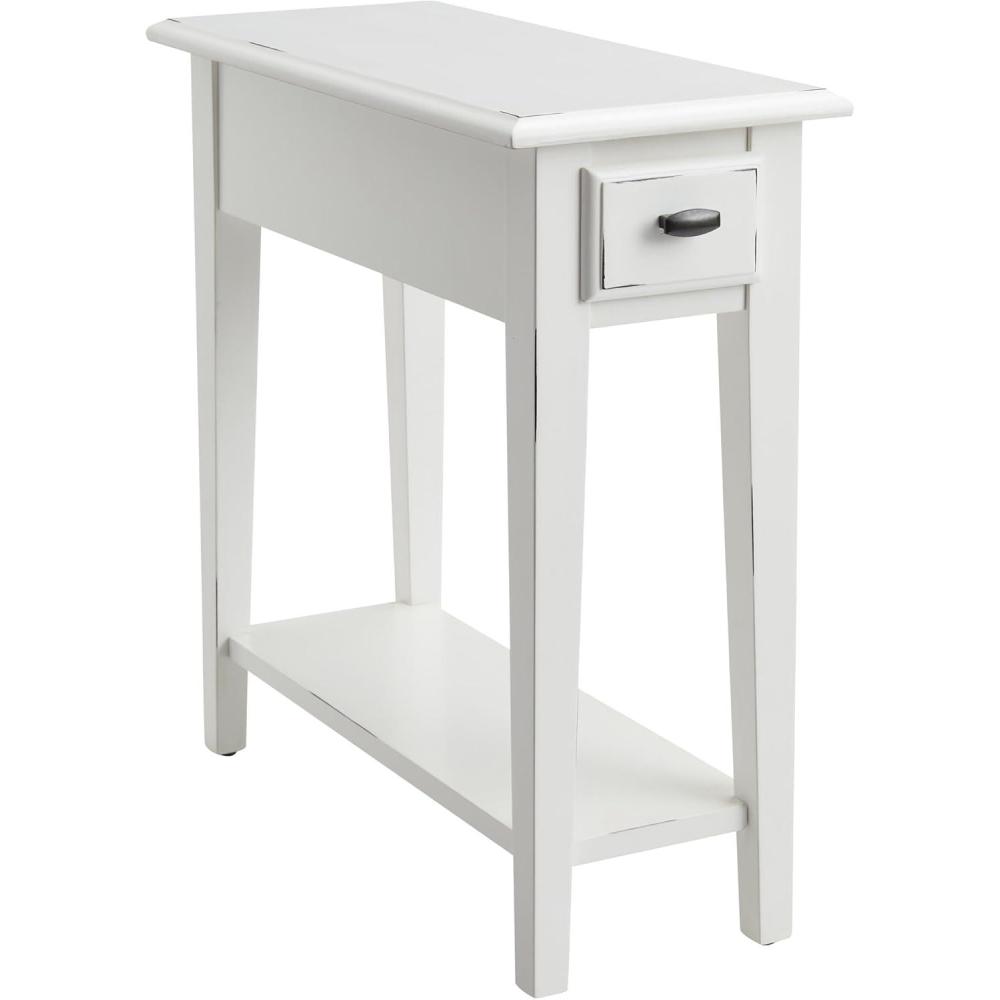 image:imageLeick Home 15In Wide End Table Solid Wood Construction One Drawer One Lower Shelf Narrow Width EasyAssembly Chocolate Oak 150 In W x 240 In D x 240 In H 10071CHFarmhouse White
