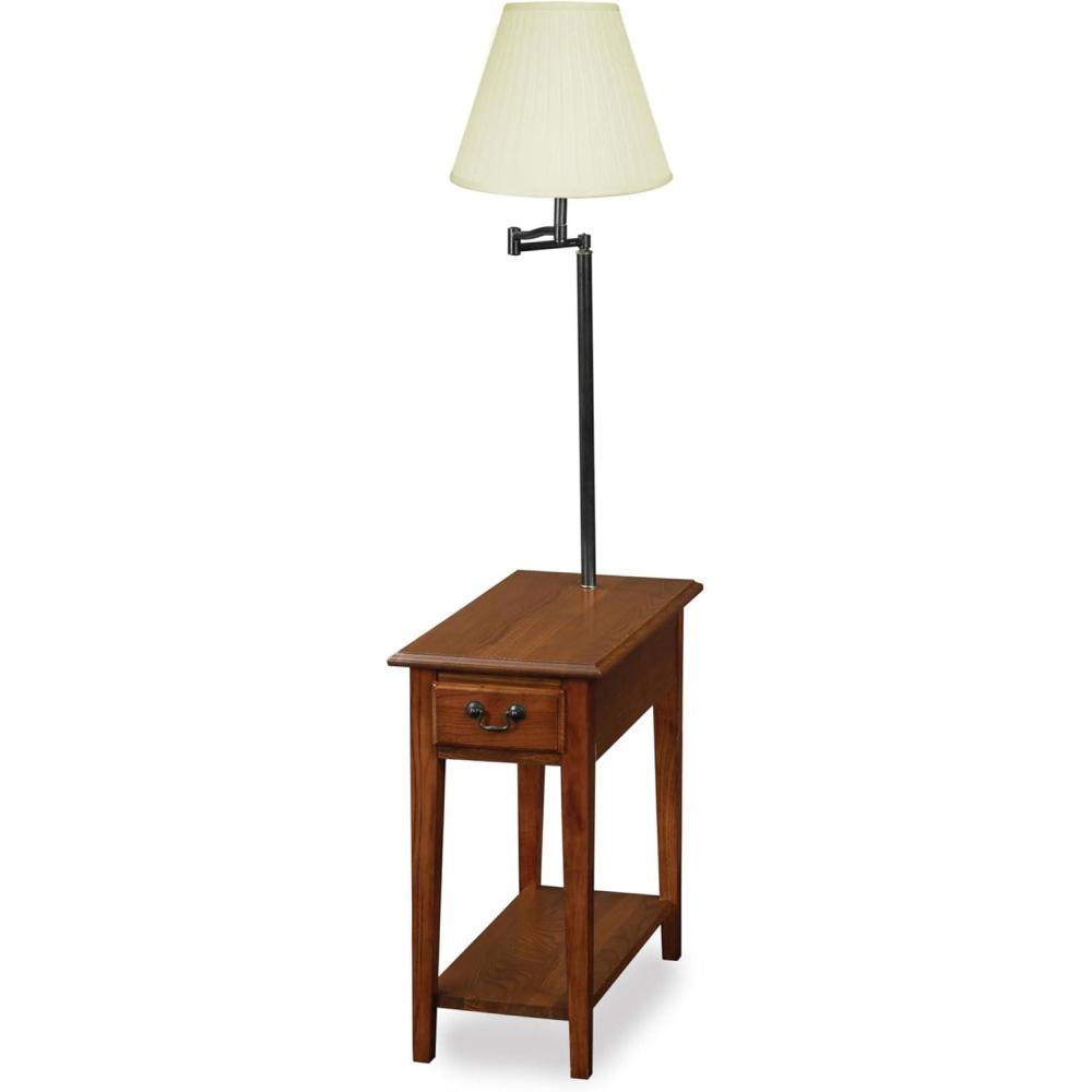 image:imageLeick Home 15In Wide End Table Solid Wood Construction One Drawer One Lower Shelf Narrow Width EasyAssembly Chocolate Oak 150 In W x 240 In D x 240 In H 10071CHMedium Oak Matte Black