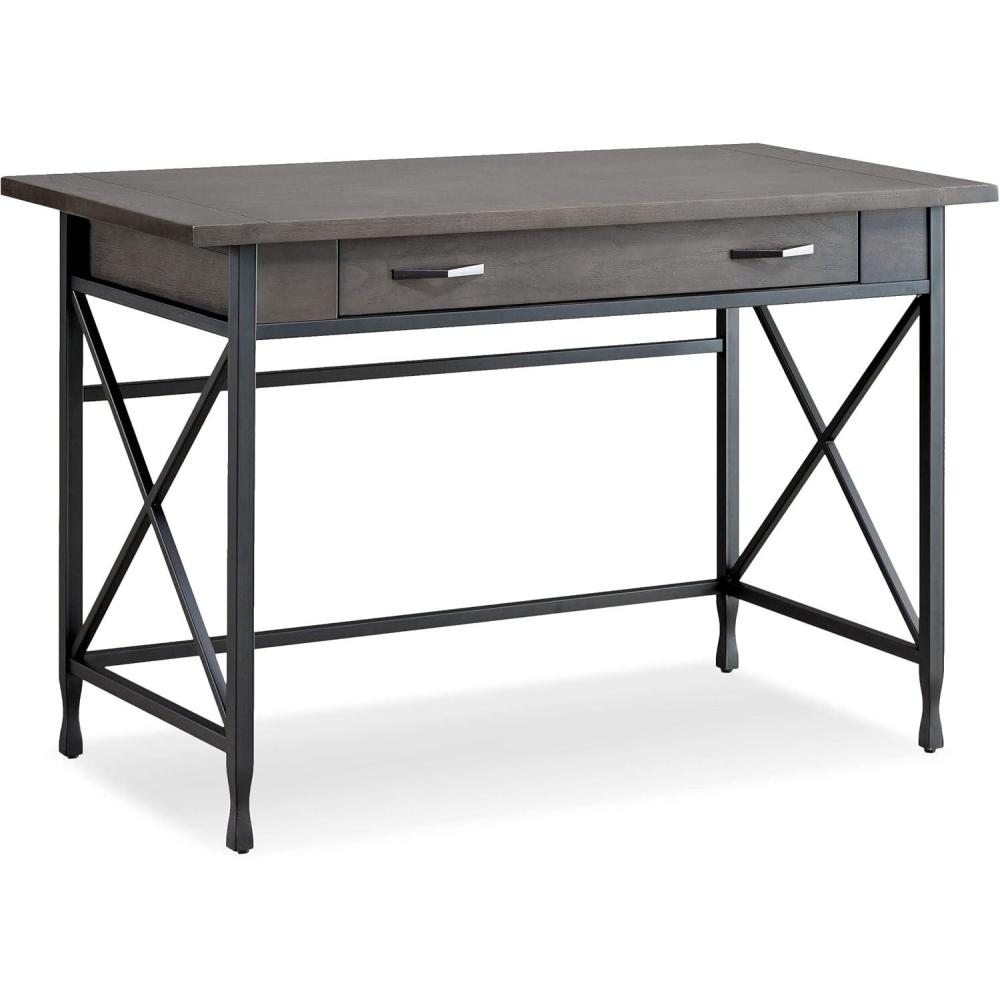 image:imageLeick Home 23005 Chisel amp Forge Narrow Side Recliner Table with Shelf Smoke Gray and Matte BlackModern