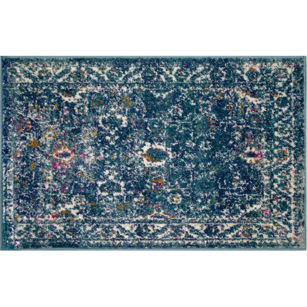 image:imageLeick Home 594184 Laraline Runner Vintage Turkish Medallion Collage Faded Fuchsia Living Room Bedroom Area Rug Runner 19 x 511Blue