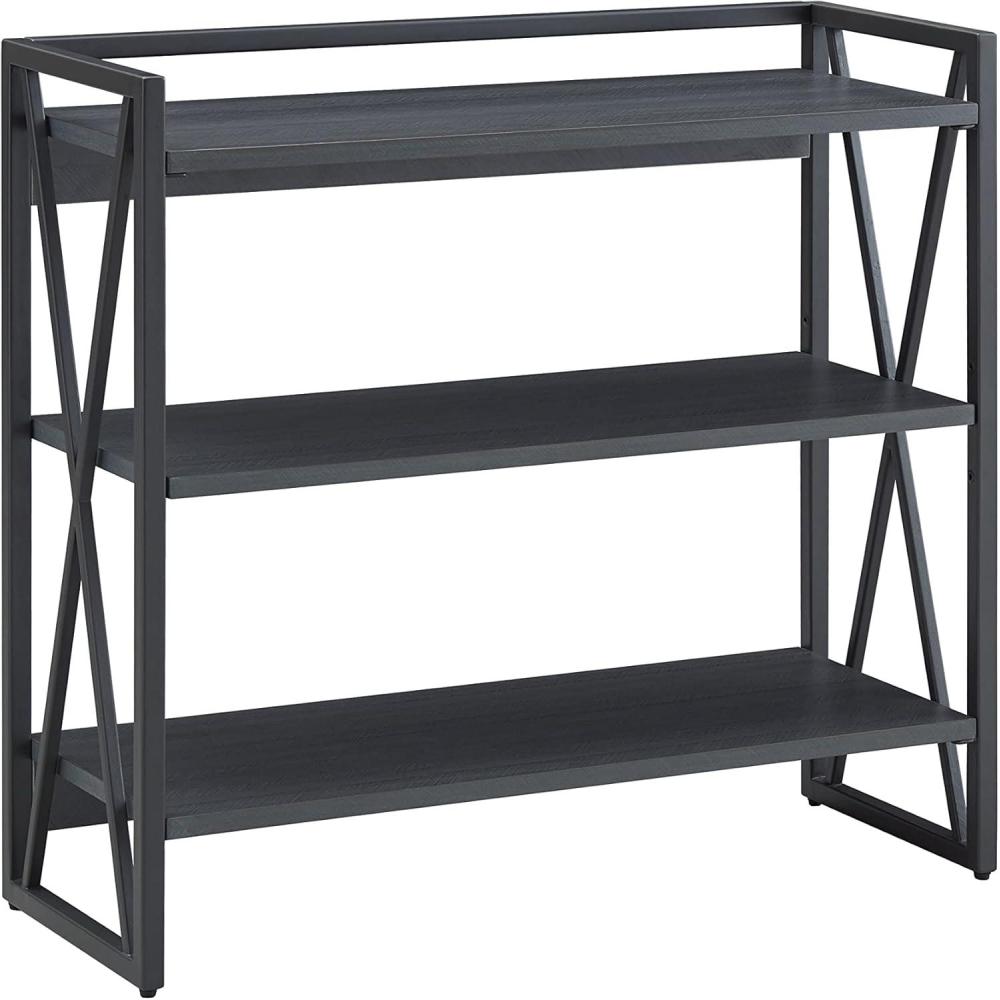 image:imageLeick Home 70009BLKNK Mixed Metal and Wood X Design Bookshelf GrayMatte Black