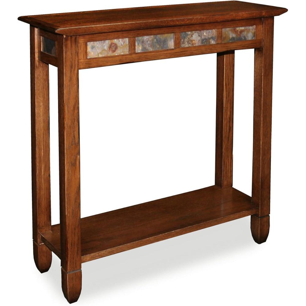 image:imageLeick Home Boa Console Table Solid Wood Bottom Display Shelf Narrow Depth EasyAssembly For Living RoomHallway Chocolate Cherry 380 in W x 140 in D x 300 in H 10332Rustic Oak