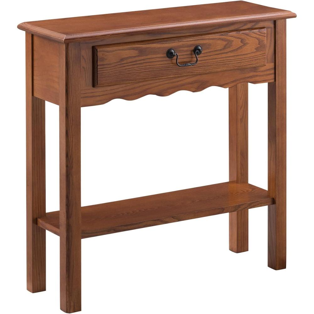 image:imageLeick Home Boa Console Table Solid Wood Bottom Display Shelf Narrow Depth EasyAssembly For Living RoomHallway Chocolate Cherry 380 in W x 140 in D x 300 in H 10332Medium Oak