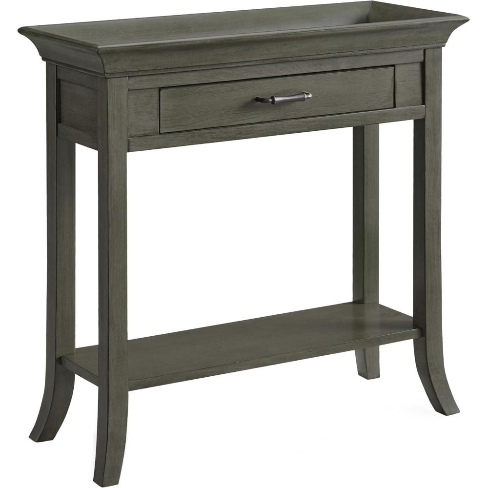 image:imageLeick Home Boa Console Table Solid Wood Bottom Display Shelf Narrow Depth EasyAssembly For Living RoomHallway Chocolate Cherry 380 in W x 140 in D x 300 in H 10332Smoke Gray