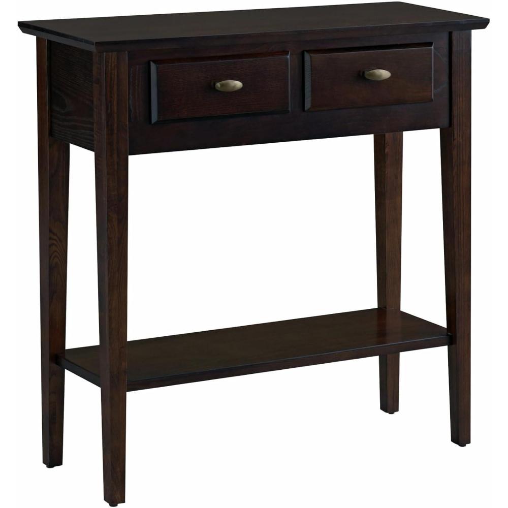 image:imageLeick Home Boa Console Table Solid Wood Bottom Display Shelf Narrow Depth EasyAssembly For Living RoomHallway Chocolate Cherry 380 in W x 140 in D x 300 in H 10332Chocolate Oak