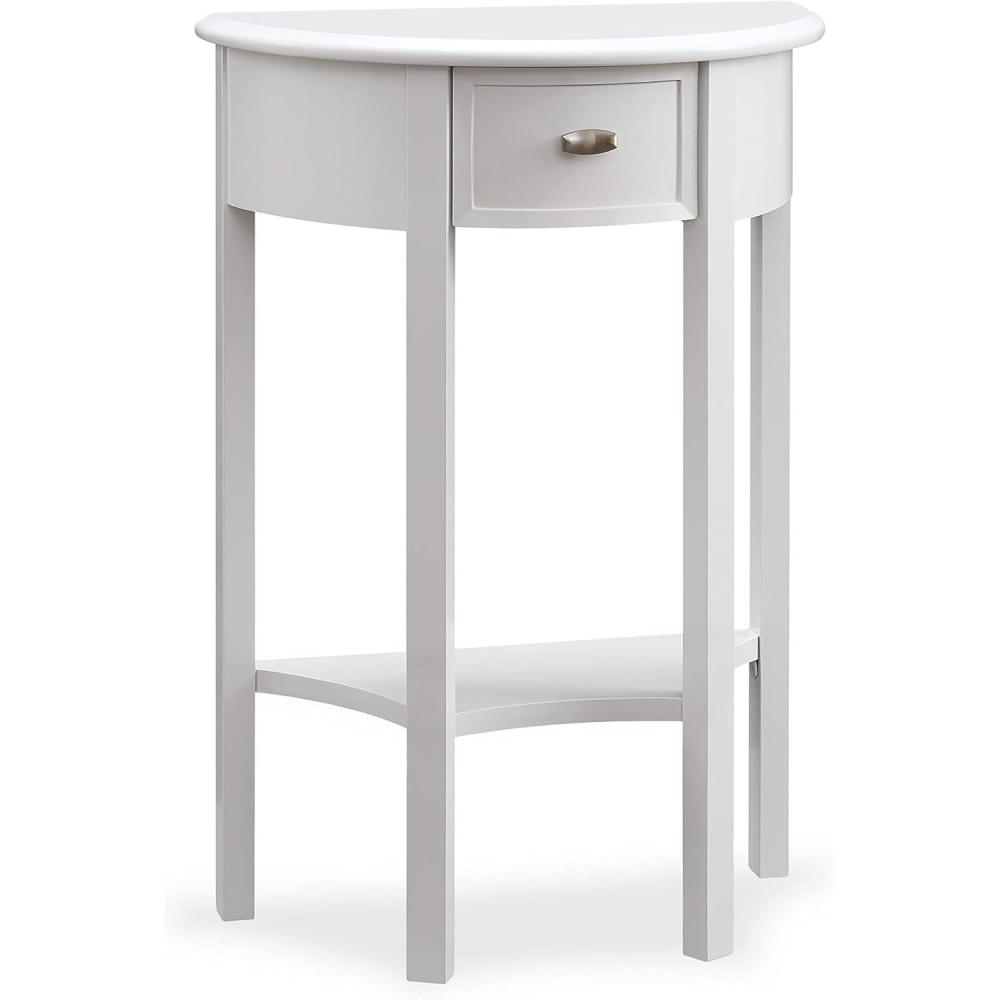 image:imageLeick Home Boa Console Table Solid Wood Bottom Display Shelf Narrow Depth EasyAssembly For Living RoomHallway Chocolate Cherry 380 in W x 140 in D x 300 in H 10332Cottage White